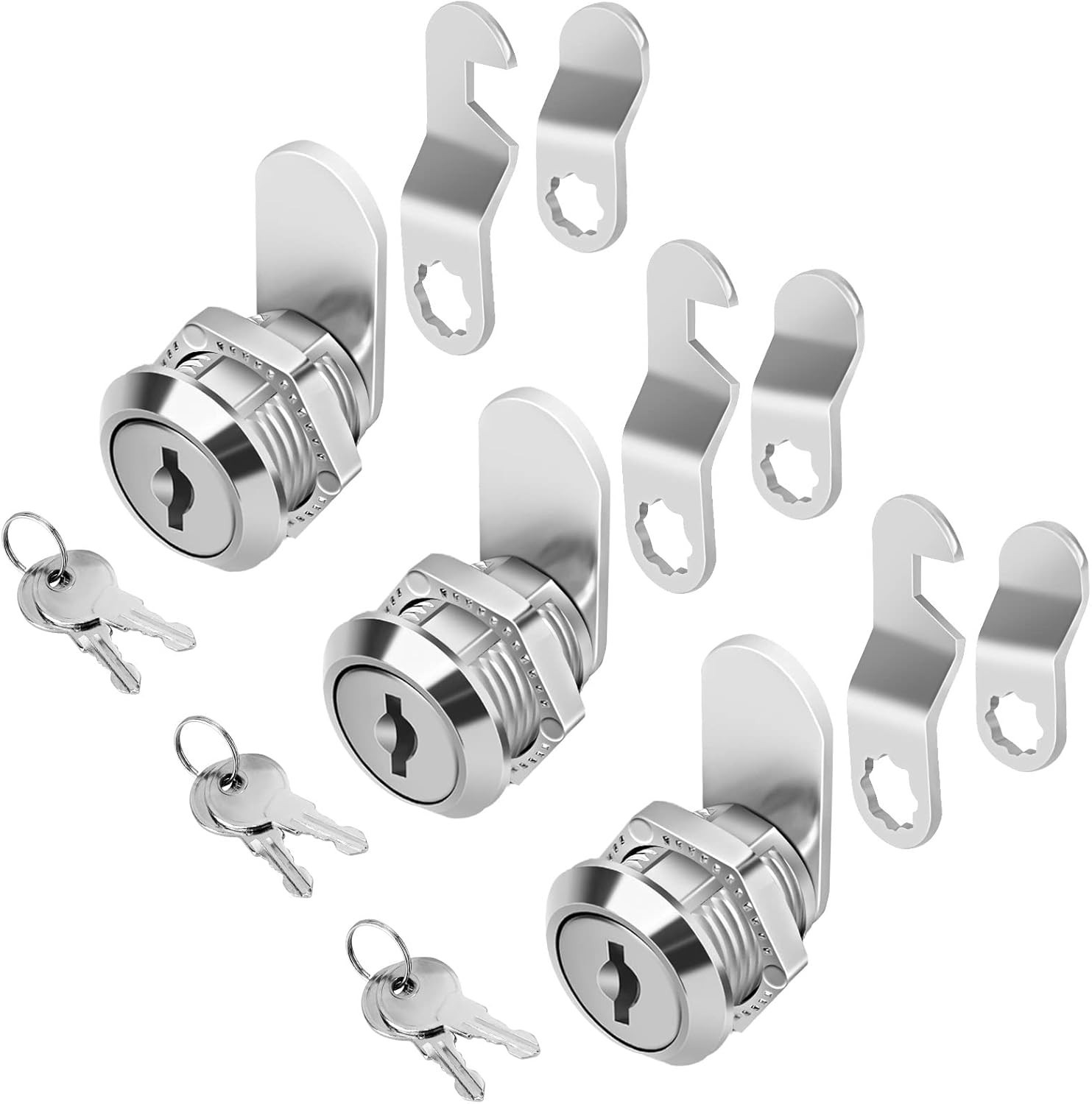 3 Packs Cabinet Locks with Keys 5/8" Cam Lock Keyed Alike Tool Box Lock for