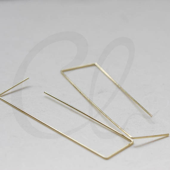 20 Pieces Raw Brass Earring Hooks-Ear Wires-Rectangle Hooks 50x15mm (CW-3807C)