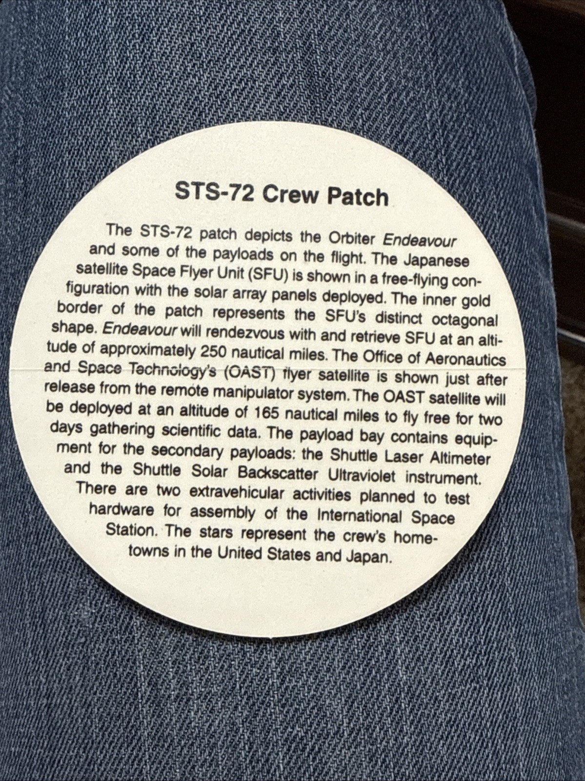 NASA Space Shuttle Mission STS-72 Vinyl Decal Sticker
