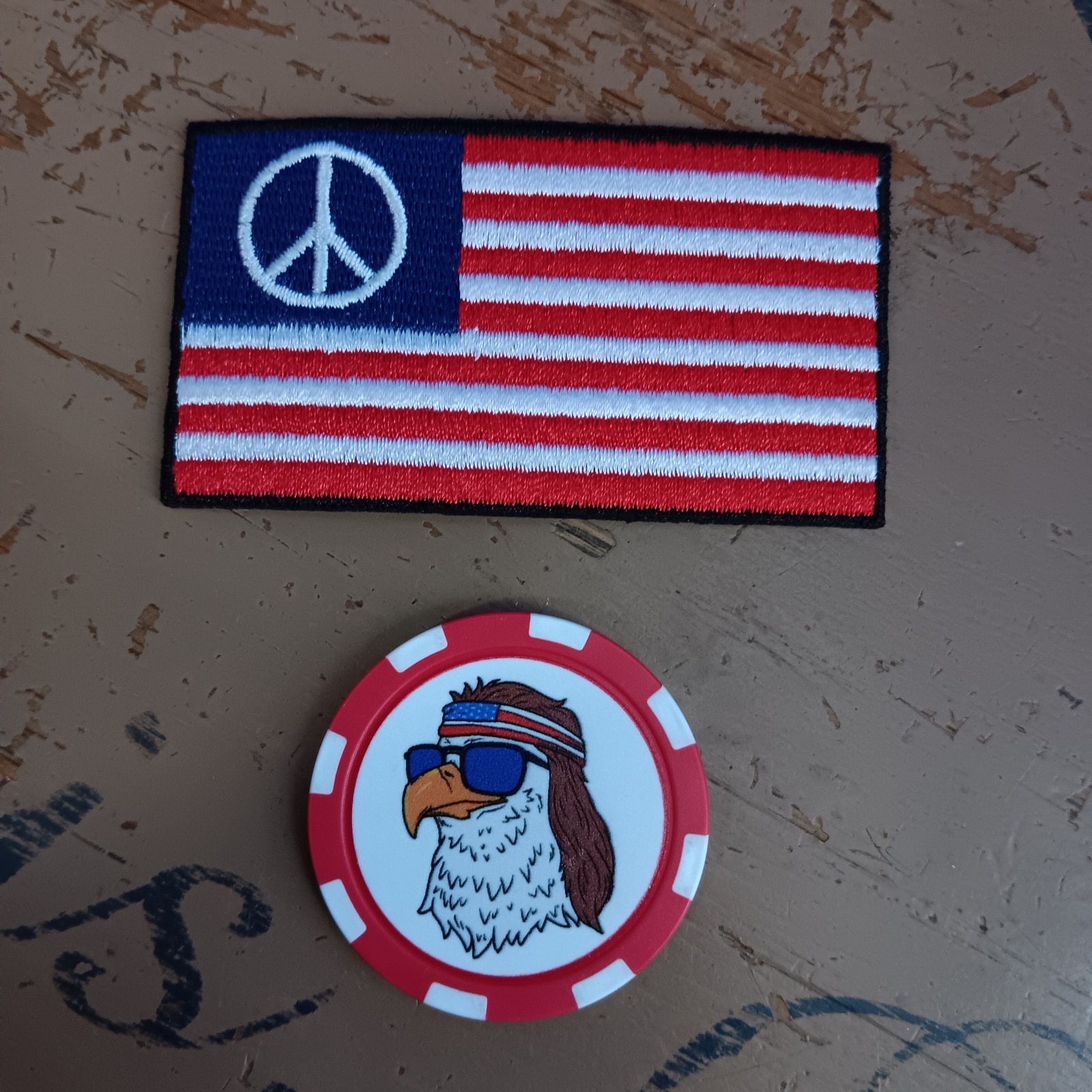 BKSW TWO SIDED COLLECTIBLE EDC POKER CHIP 2020 HAPPY 4TH FREEDOM EDITION + PATCH