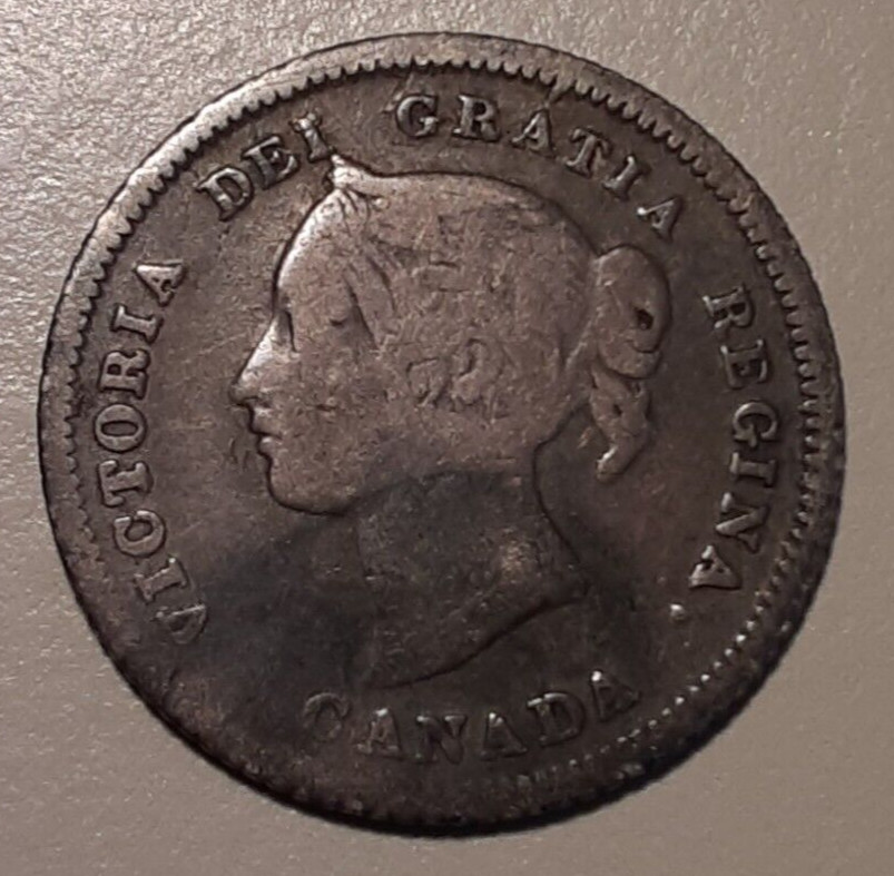 1880-H Canada 5 Cent Small Silver Circulated Canadian Coin (#C1-R11)