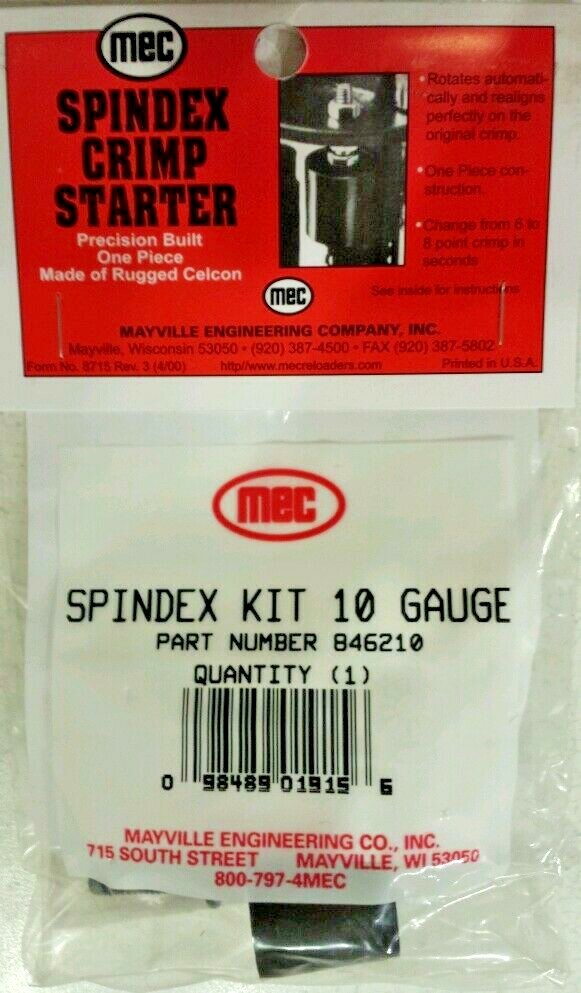 Mec Reloader Crimp Starter Spindex Kit (10 Ga 6 Point NIB)