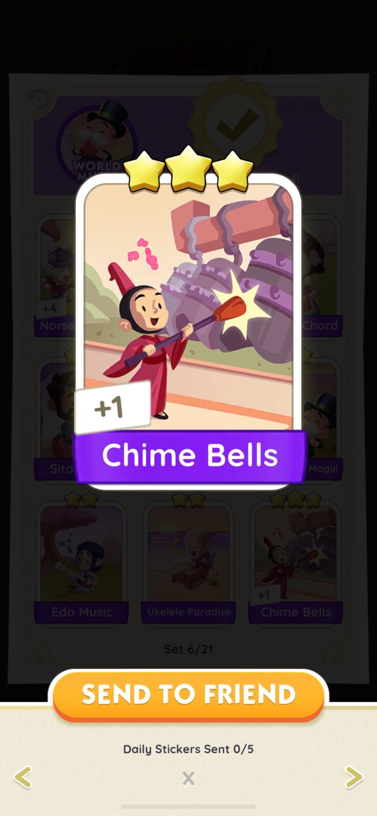 MONOPOLY GO CHIME BELLS STICKER