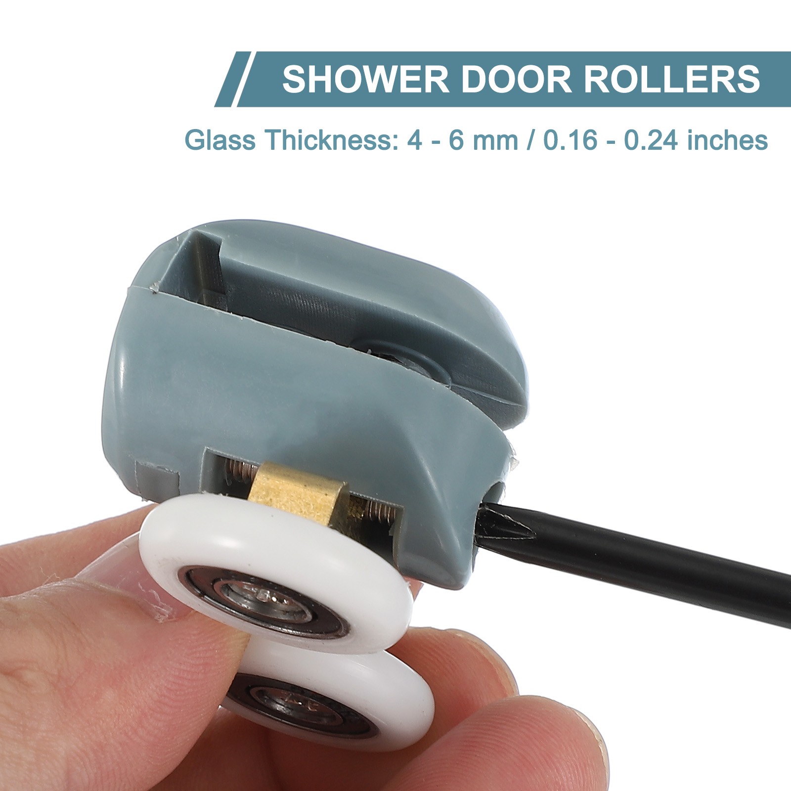 8Pcs 23mm Double Shower Door Rollers Plastic Top Wheels Pulleys Guide Grey