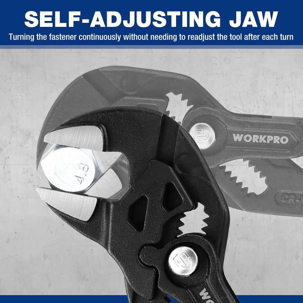 WORKPRO 7" Adjustable Pliers Wrench Parallel Smooth Jaw Pliers CR-V Construction