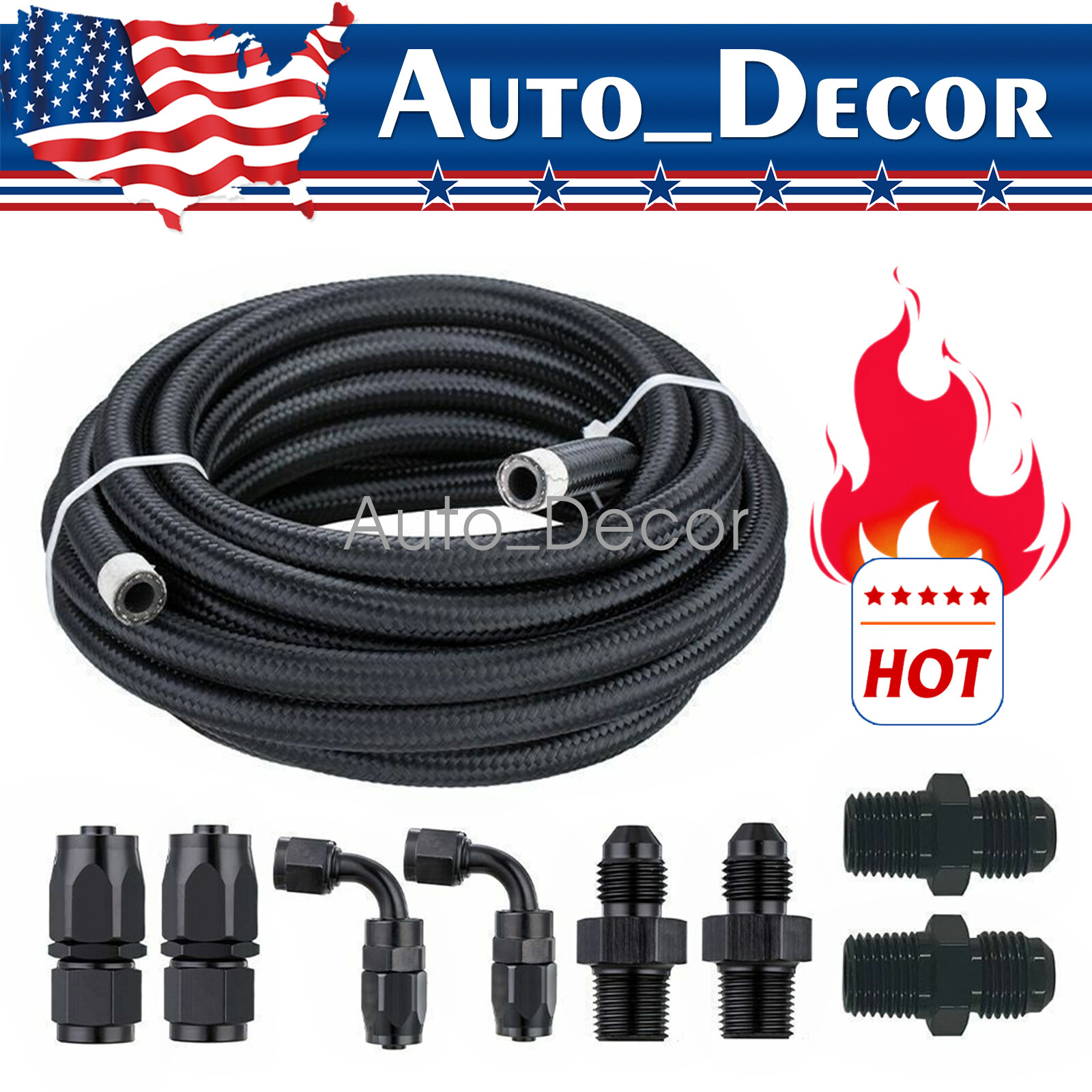For 4L60E 4L65E Black -6 AN Automatic Transmission Cooler Line Kit Steel Braided