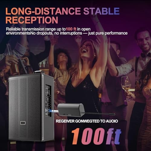 4 Packs Wireless Microphone System, Plug & Play Karaoke Microphone Set Brown