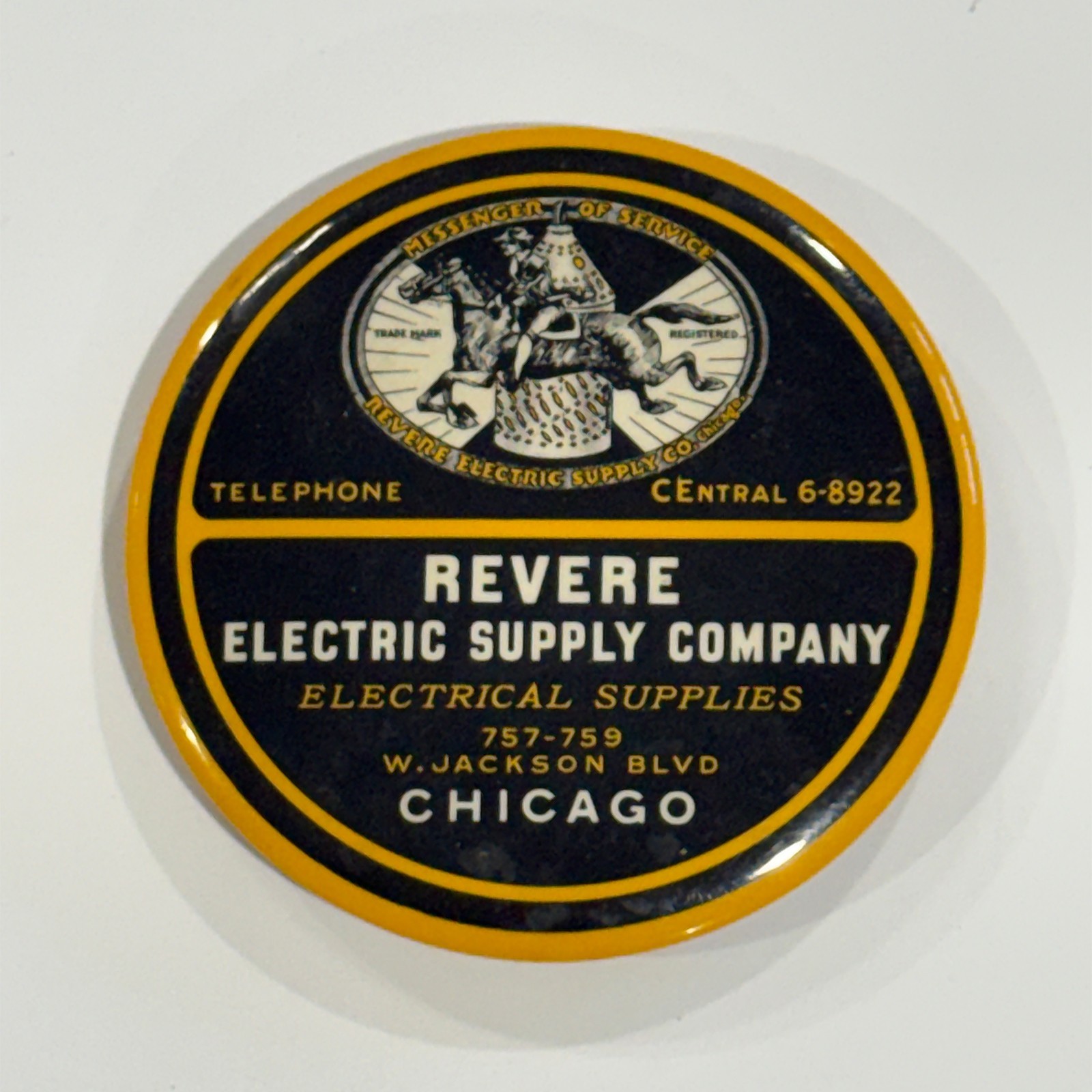 Vintage Chicago Revere Electric Sales Promotional Logo Disc with Mirror