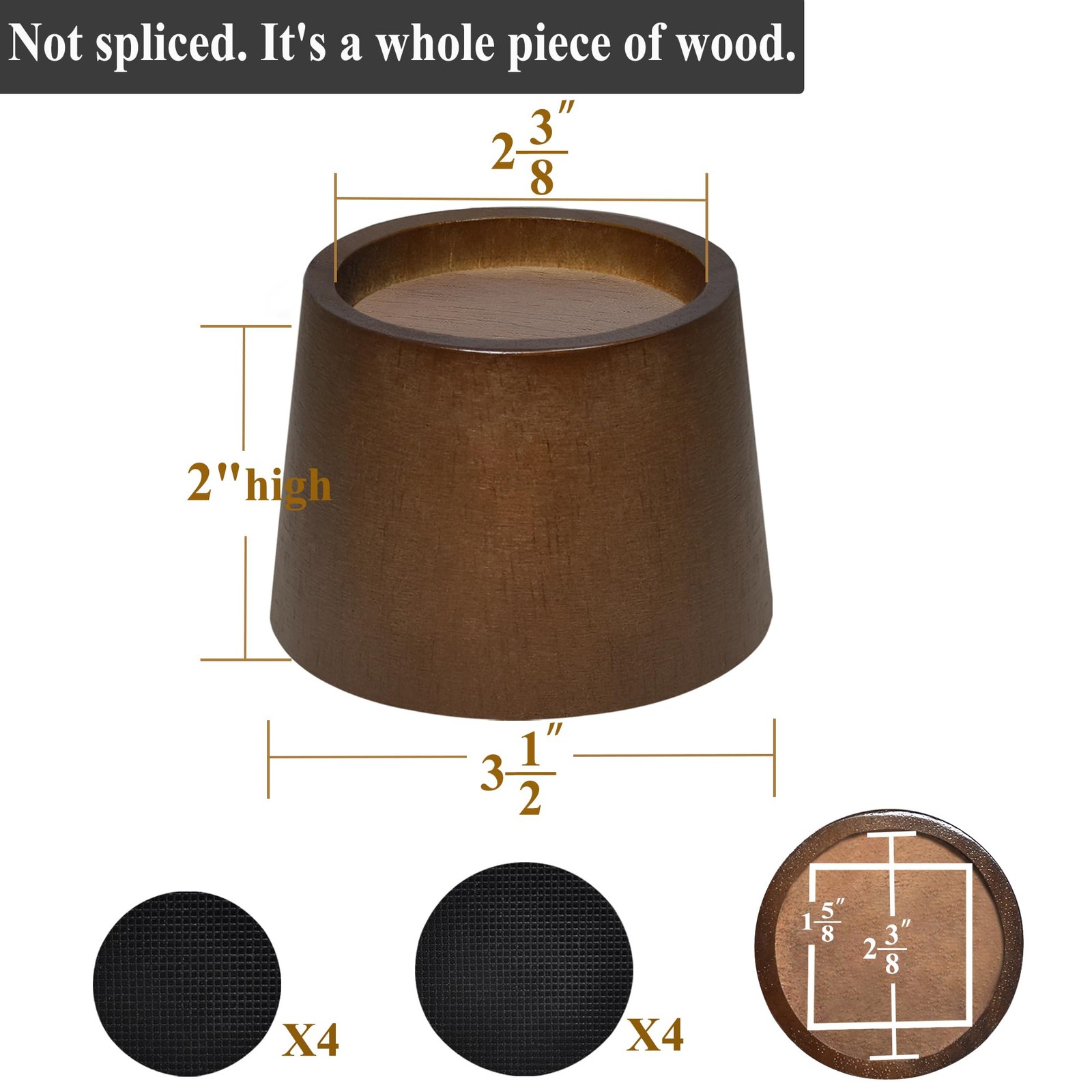 Wood Bed Risers (2 inch Round 4pcs)