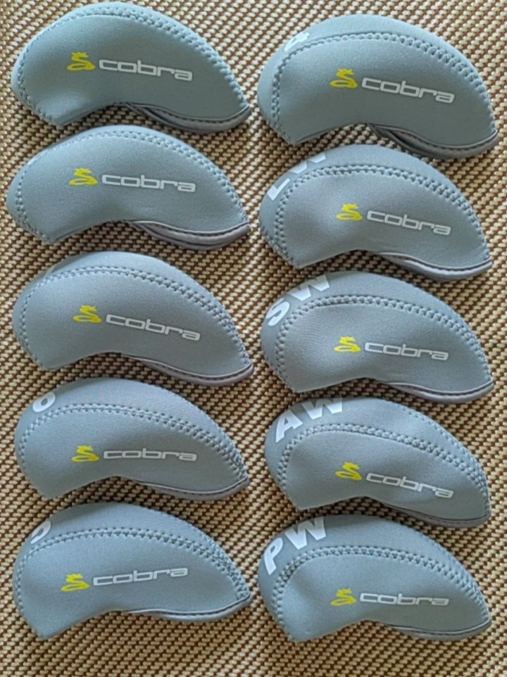10Pcs Cobra Golf Club Iron Head Covers 4-9ASPL/W Neoprene Grey