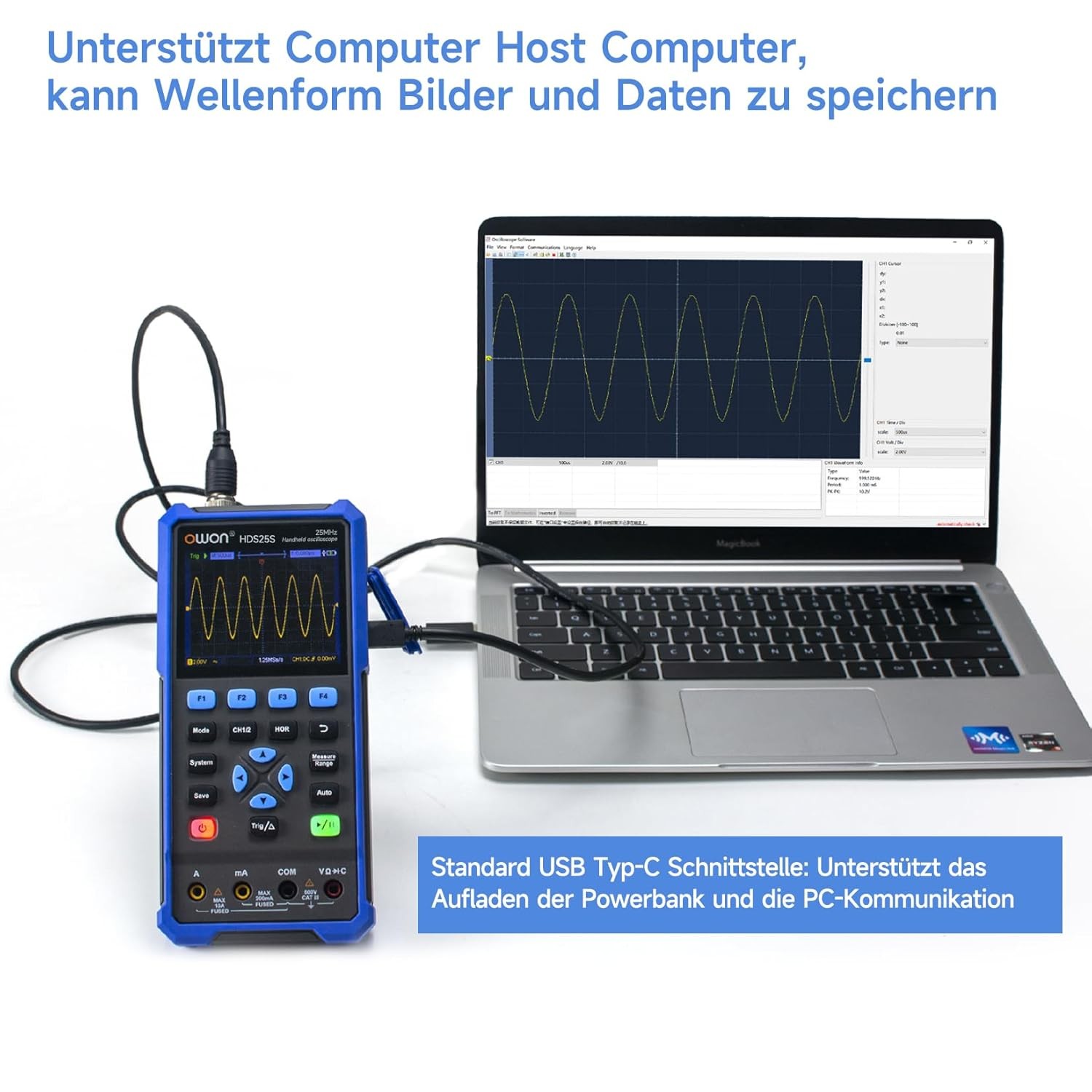 Handheld Oscilloscope Multimeter 2 Channel 25MHz