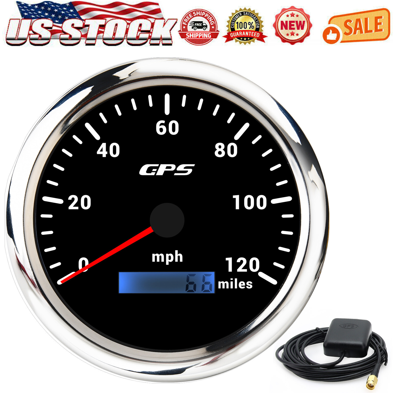 110mm 7 Colors LED GPS Speedometer 0-120MPH Gauge fit Motorcycles Boat Car Truck