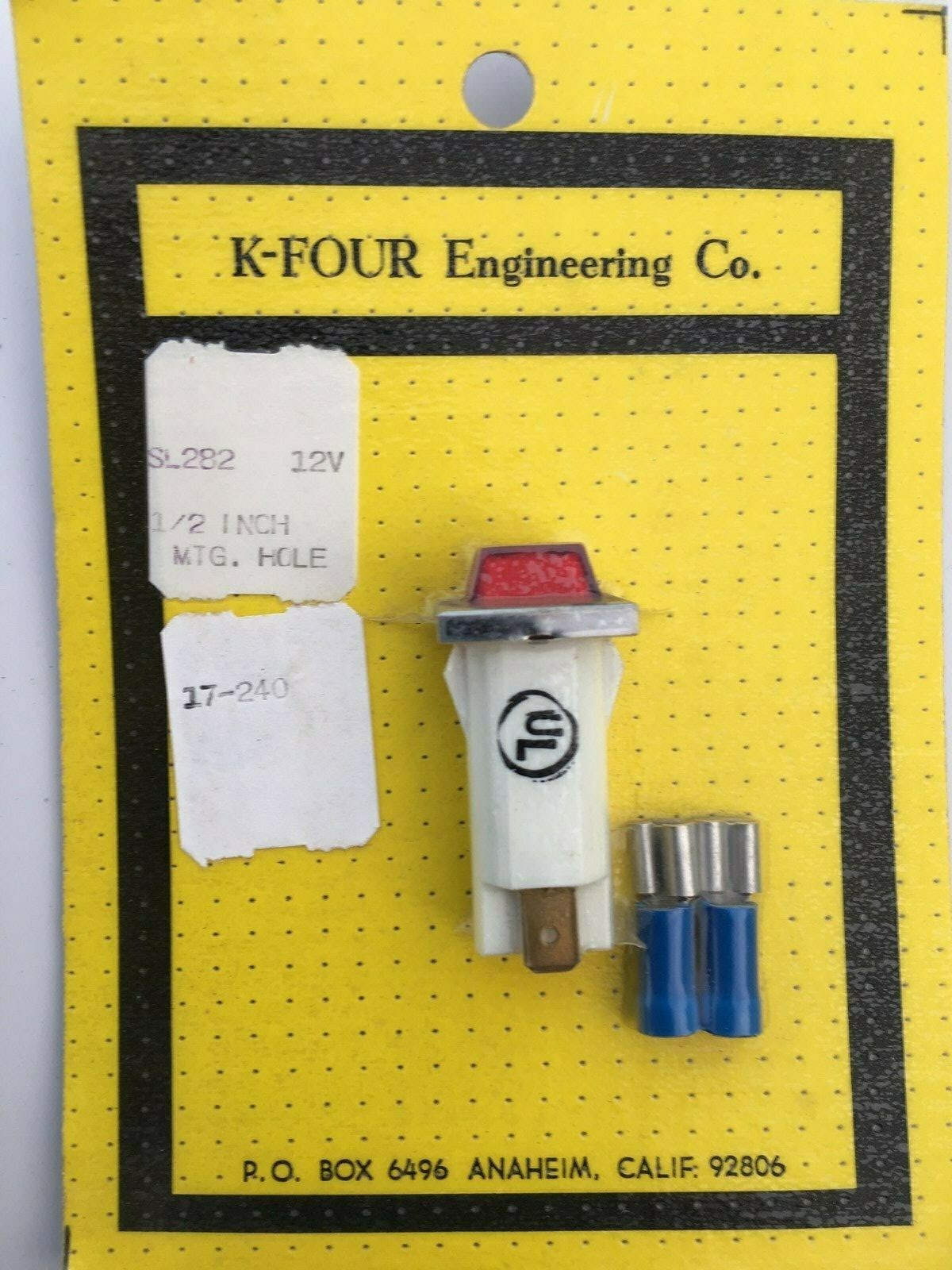 K-FOUR (K-4) Illuminated Indicator  SQUARE - GREEN-BLUE-AMBER  12v  PUSH  IN