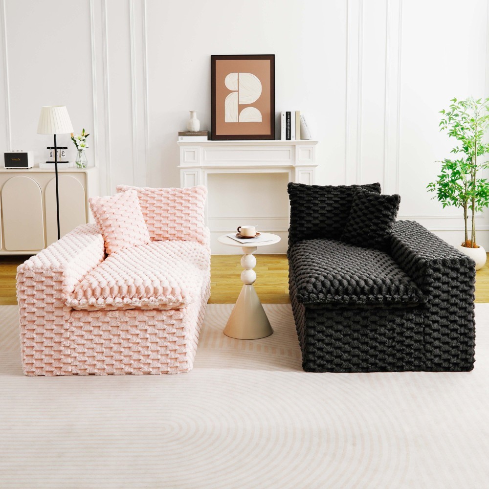 Multifunctional Color-Block Velvet Sofa w/ Modular Arrangement - 4 Seat
