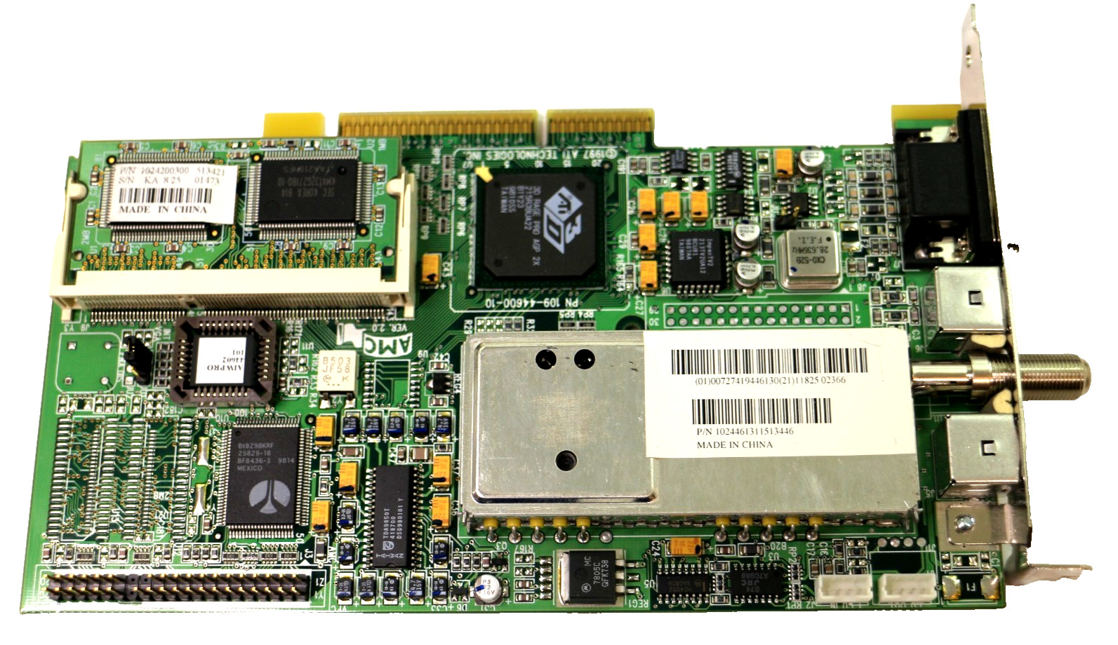 AGP card ATI 109-44600-10 AIW Pro 100-401012 4M 3D Rage 2X Ver 2.0 VGA A/V CATV