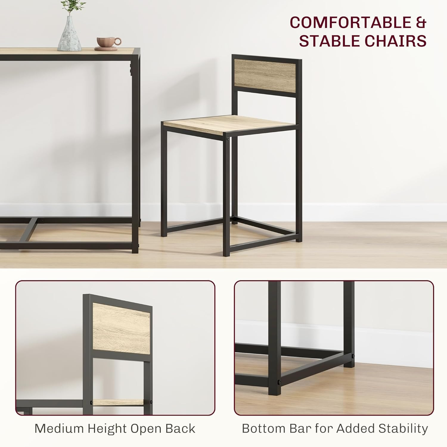 Small Dining Table Set for 2 Compact for Small Spaces, Oak | Kitchen Table and C
