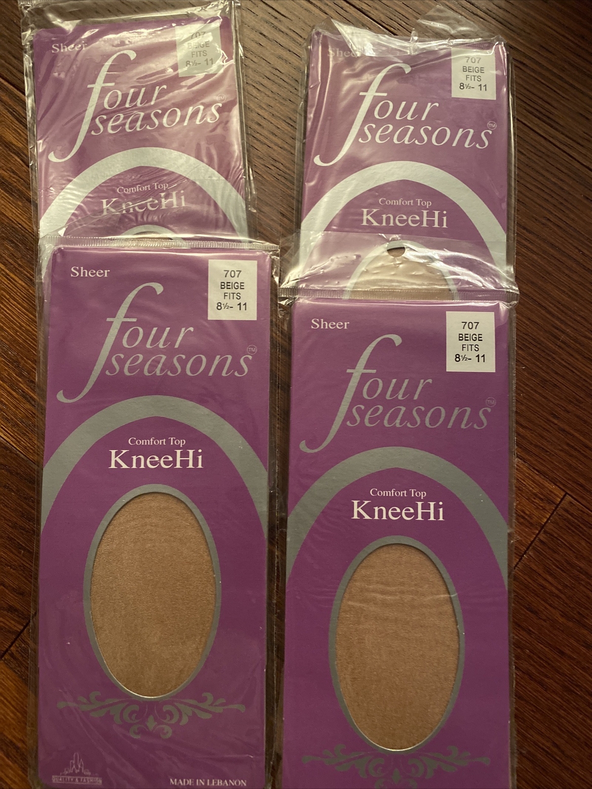 Four Seasons Sheer KneeHi Comfort Top Socks, Beige (4)