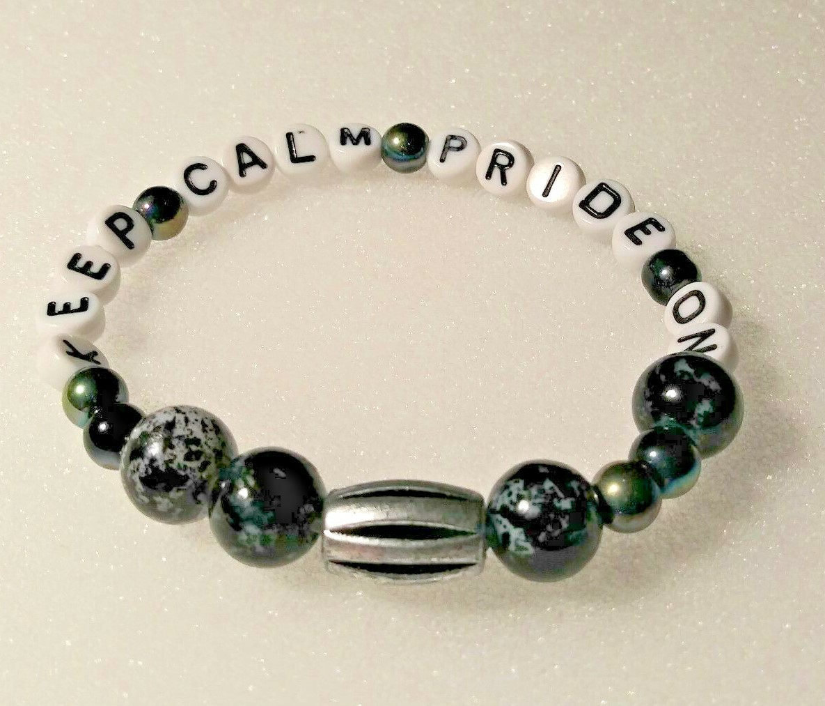 Gay Pride Stretchy - Keep Calm Pride On Bracelet -  One Of A Kind