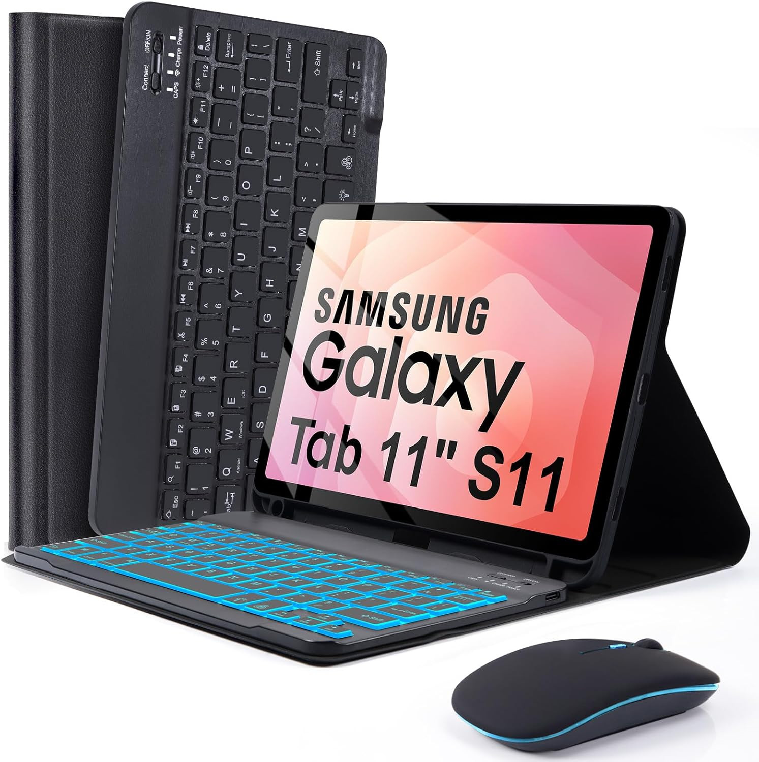 Keyboard Case with Mouse for Samsung Galaxy Tab S11 11-Inch 2025, 7-Color Backli