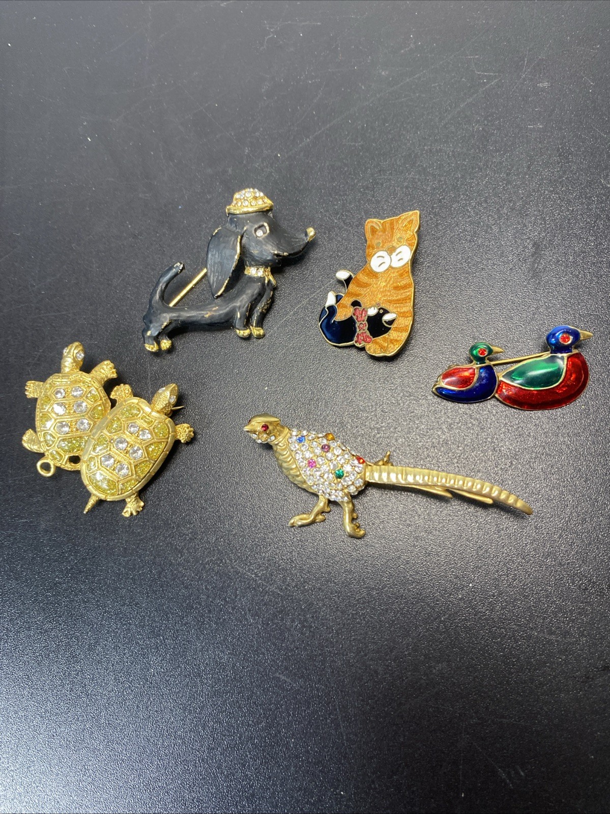 Vintage&Morden Animal Brooch mixed Lot Cat Dog Turtle Bird Rhinestone Enamel