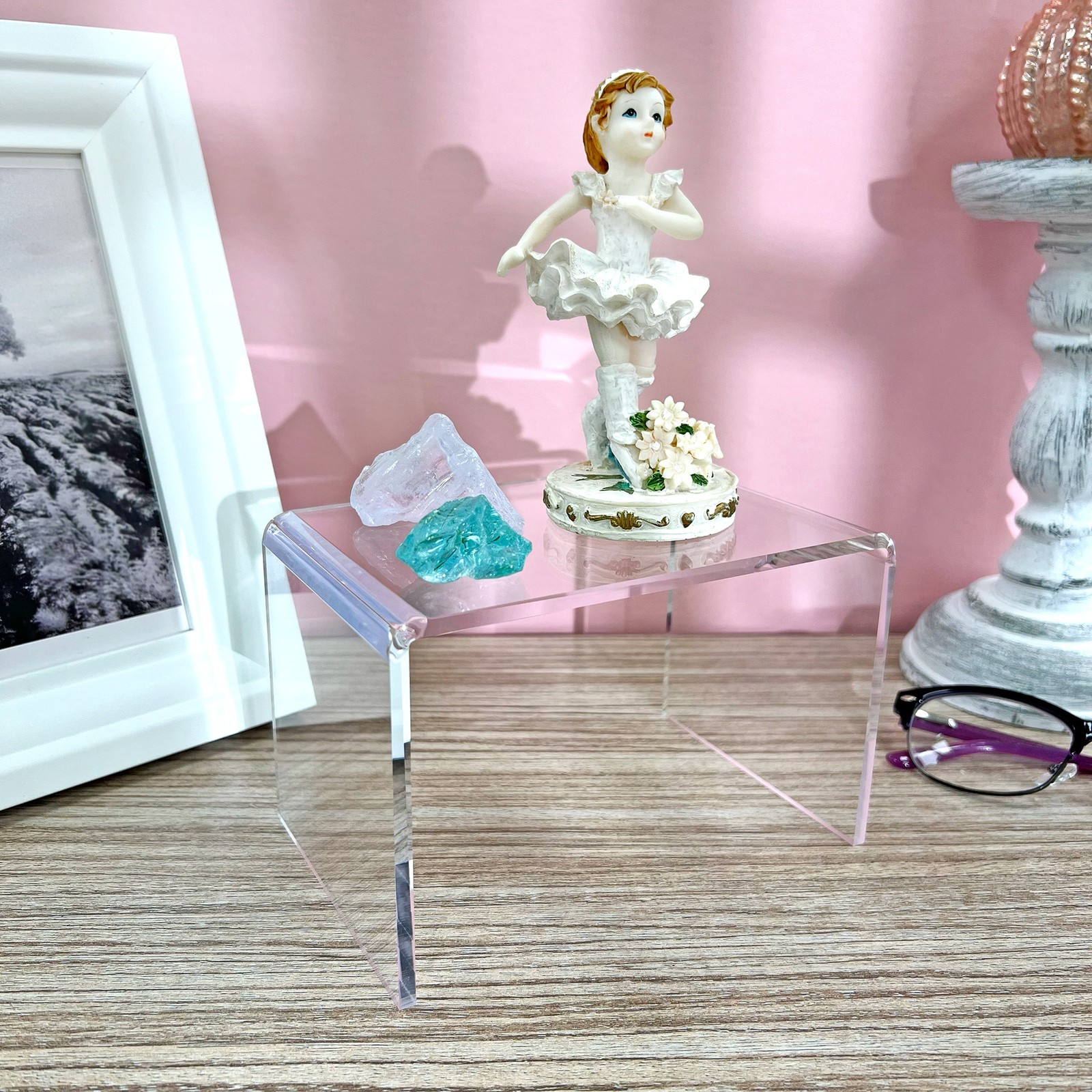 Plymor Clear Acrylic Rectangular Display Riser, 4" H x 6" W x 4" D (3/16" thick)