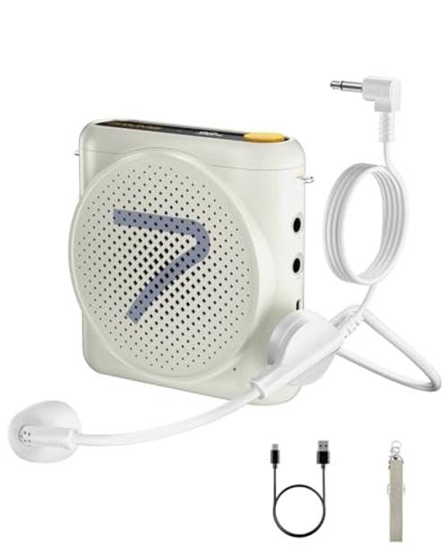 WA1(SE) Portable Voice Amplifier with Wired Headset Microphone for Wired-White