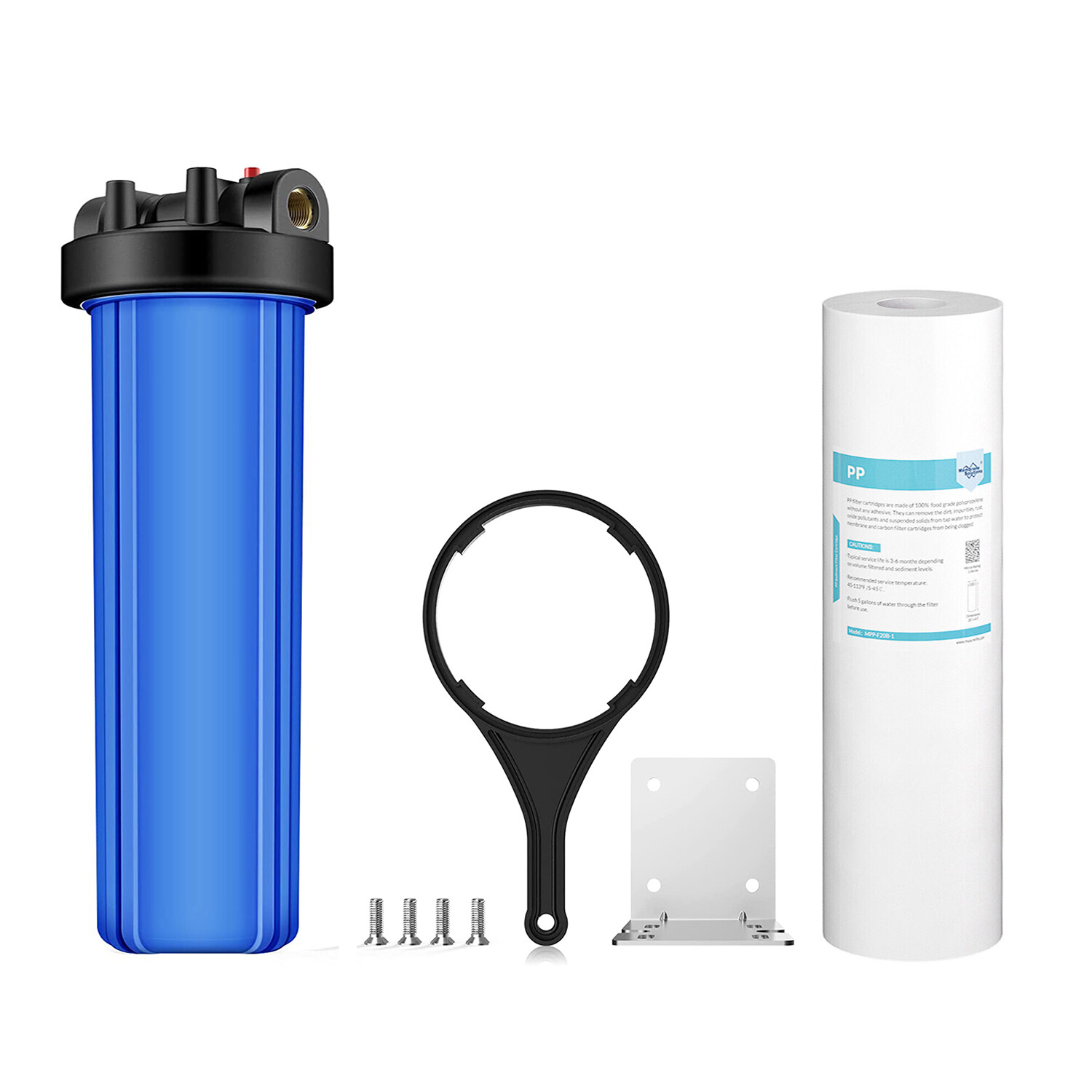 20 Inch Big Blue Whole House Water Filter Housing Filtration System PP Sediment