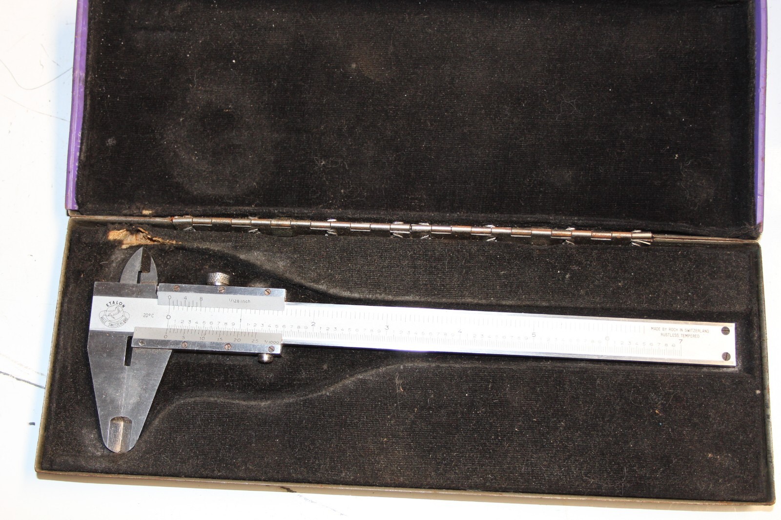 Etalon Rolle Switzerland Caliper 7" 1/128 1/1000 MADE BY ROCH RUSTLESS TEMPERED