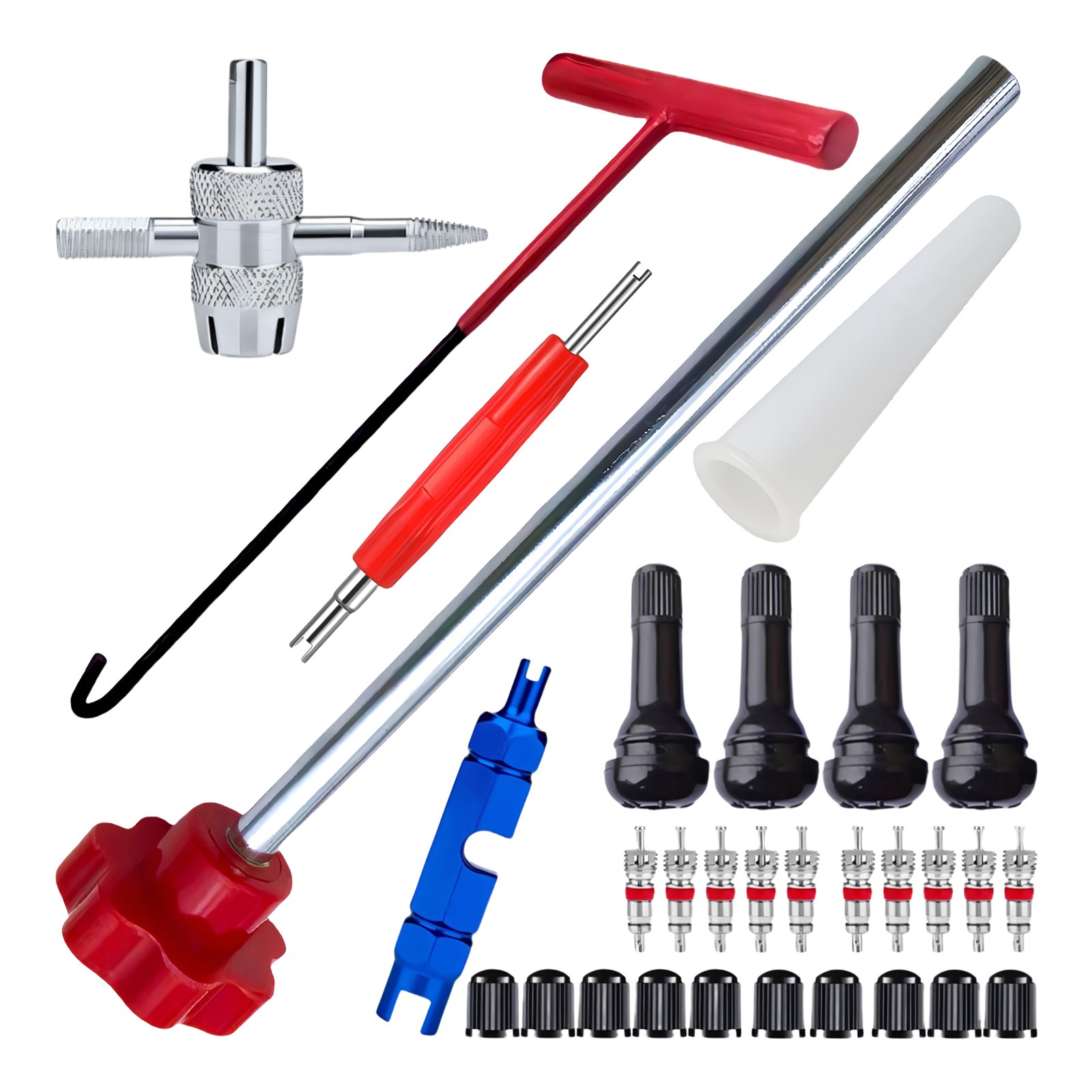 30Pcs Valve Stem Tool Kit Tire Installer Tool Valve Remover Tool Quick Change