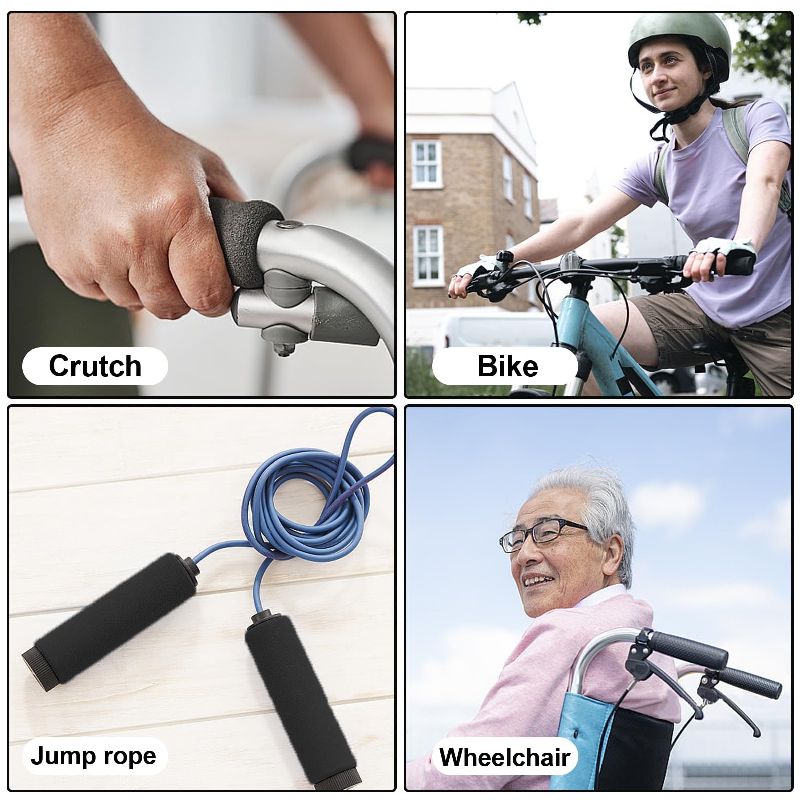4Pcs Walking Cane Hand Grips Black Foam Replacement for Offset Canes