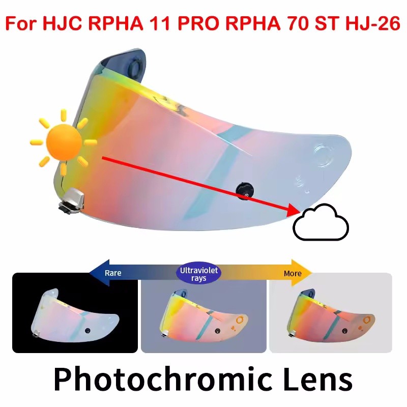 Photochromic Red/Blue Visor For HJC RPHA 11 RPHA 70 HJ-26 HJ-26ST Helmet Lenses