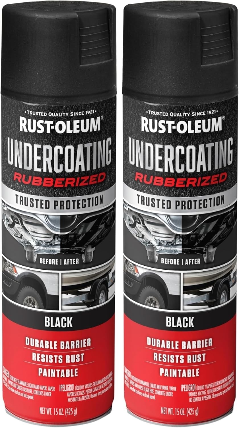 Rust-Oleum 248657 2 & 6 PK Stops Rust Undercoating Spray 15 oz, Rubberized Black