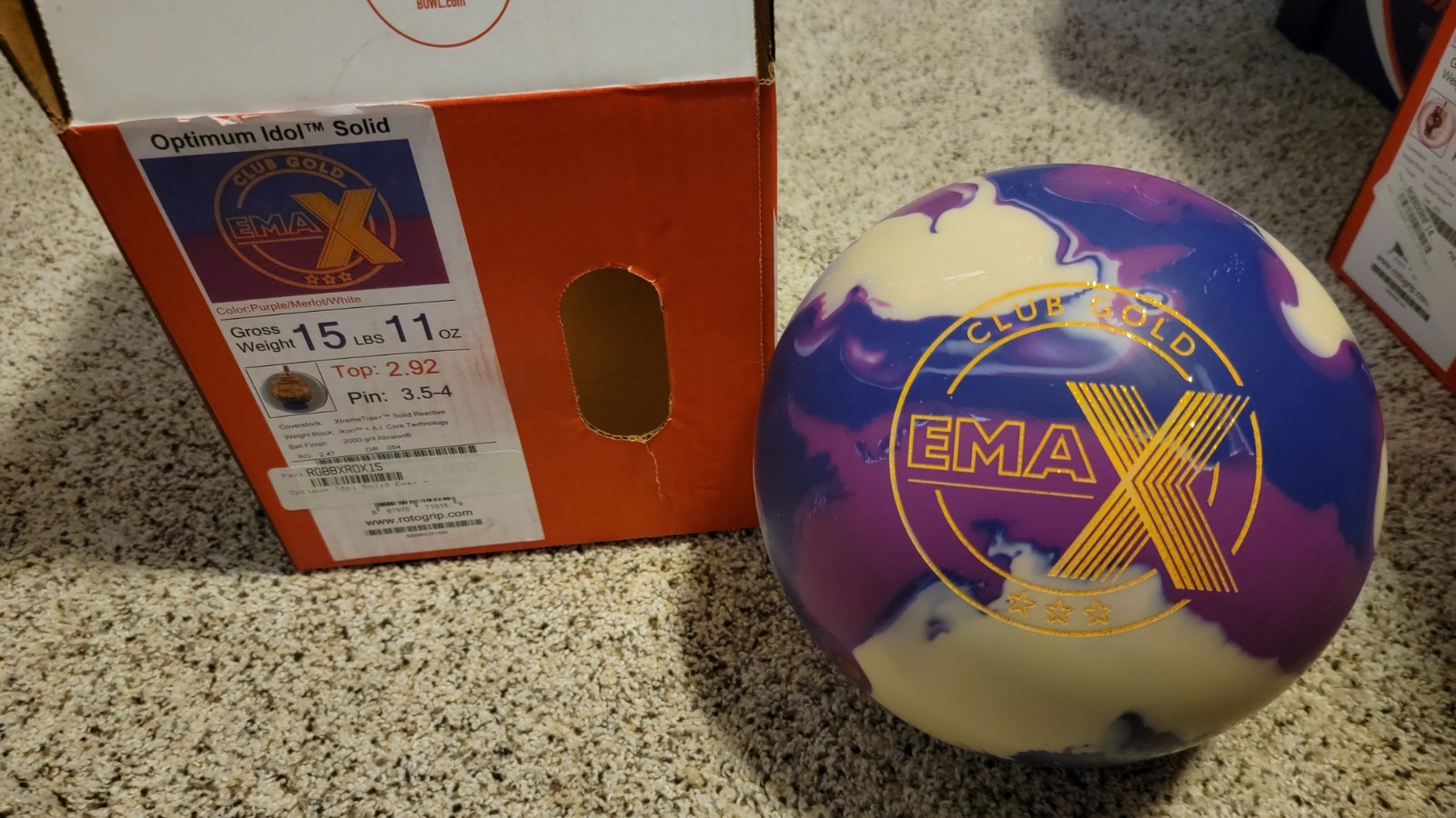 Roto Grip Optimum Idol Solid Club Gold Emax Bowling Ball 15.11 Pounds Mid Weight