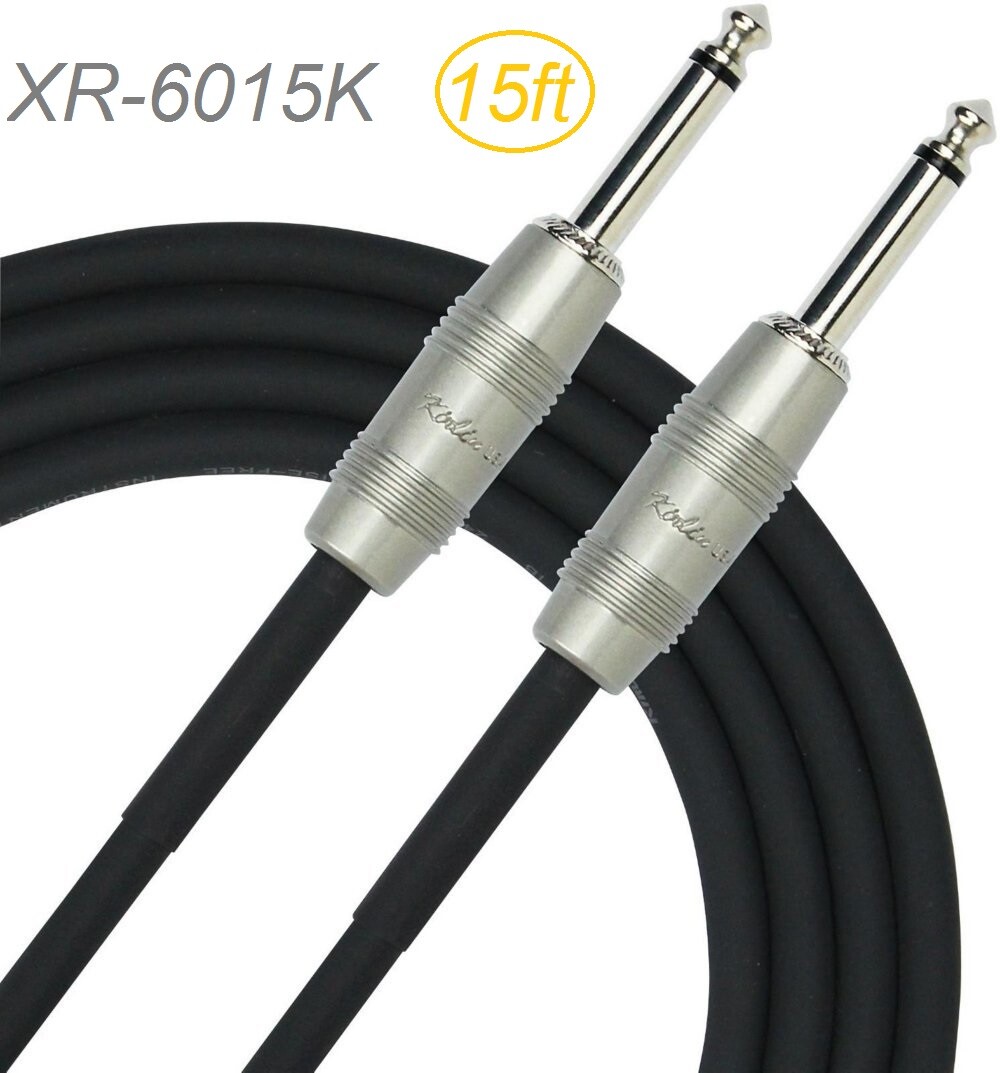 15ft Kirlin 1/4" Mono Straight Male/Male Instrument Cable, OFC Conductor 20AWG