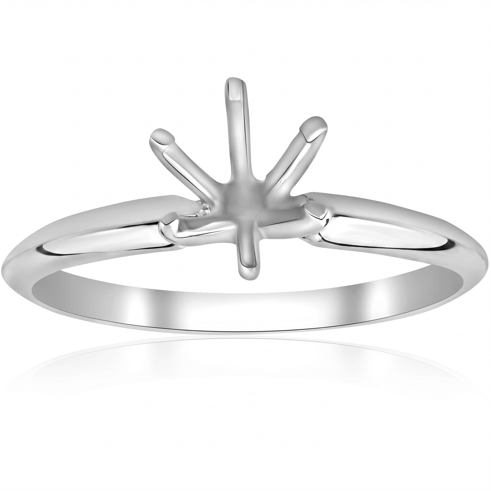 Six Prong Solitaire Engagement Ring Setting 14K White Gold