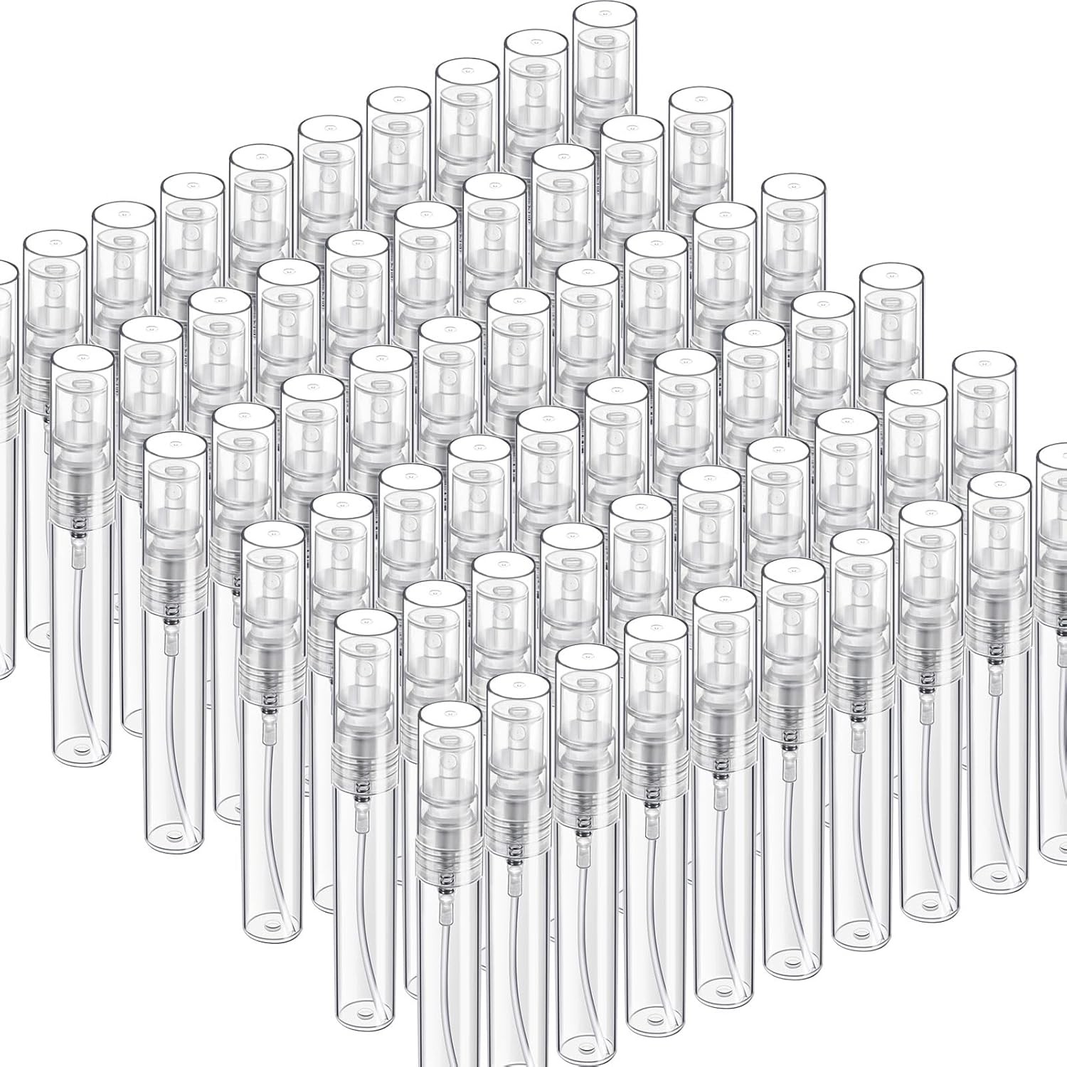 60PCS 5ml Mini Clear Plastic Spray Bottles Refillable Perfume Atomizers