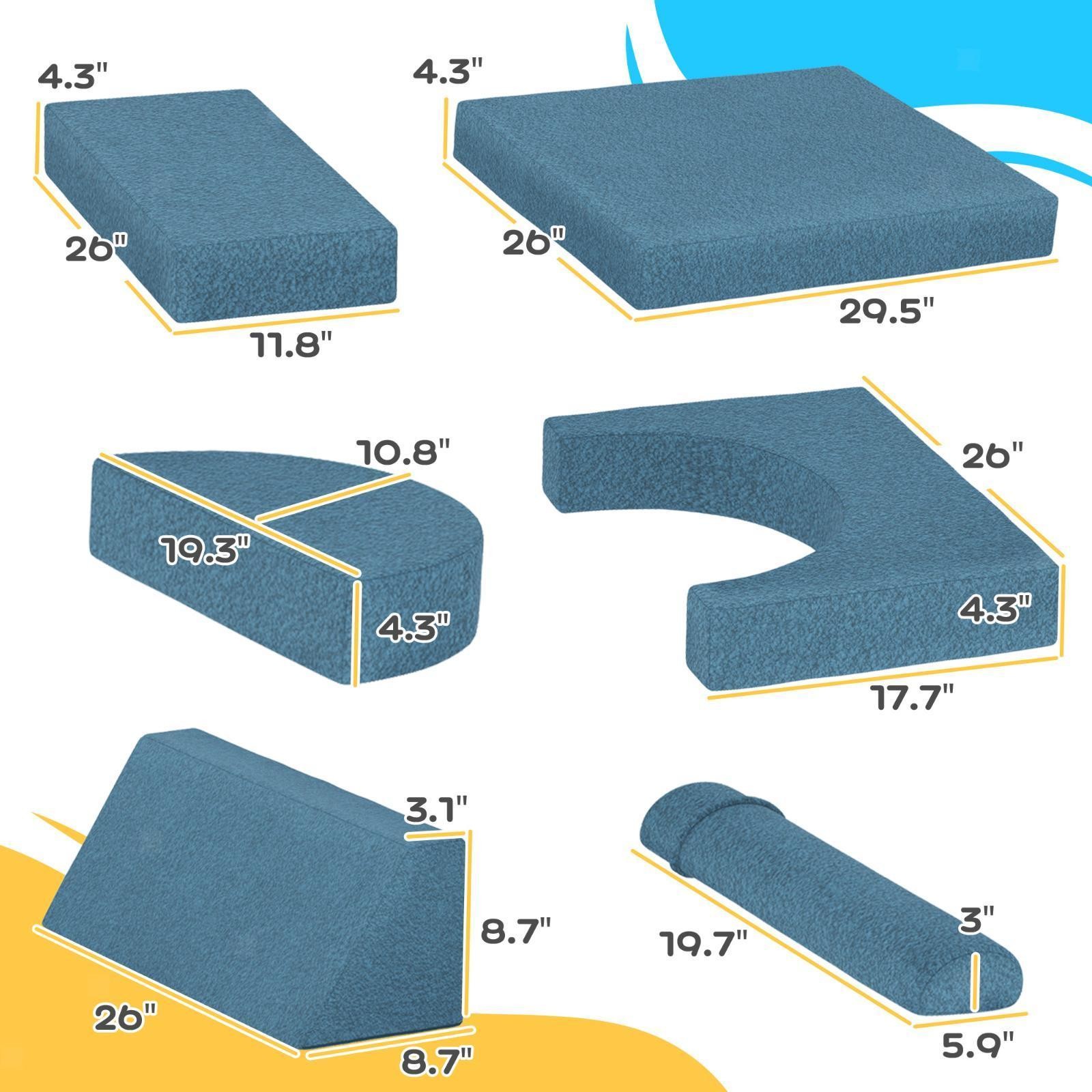 12 Pcs Kids Modular Couch, Toddlers Couch Child Sectional Sofa,