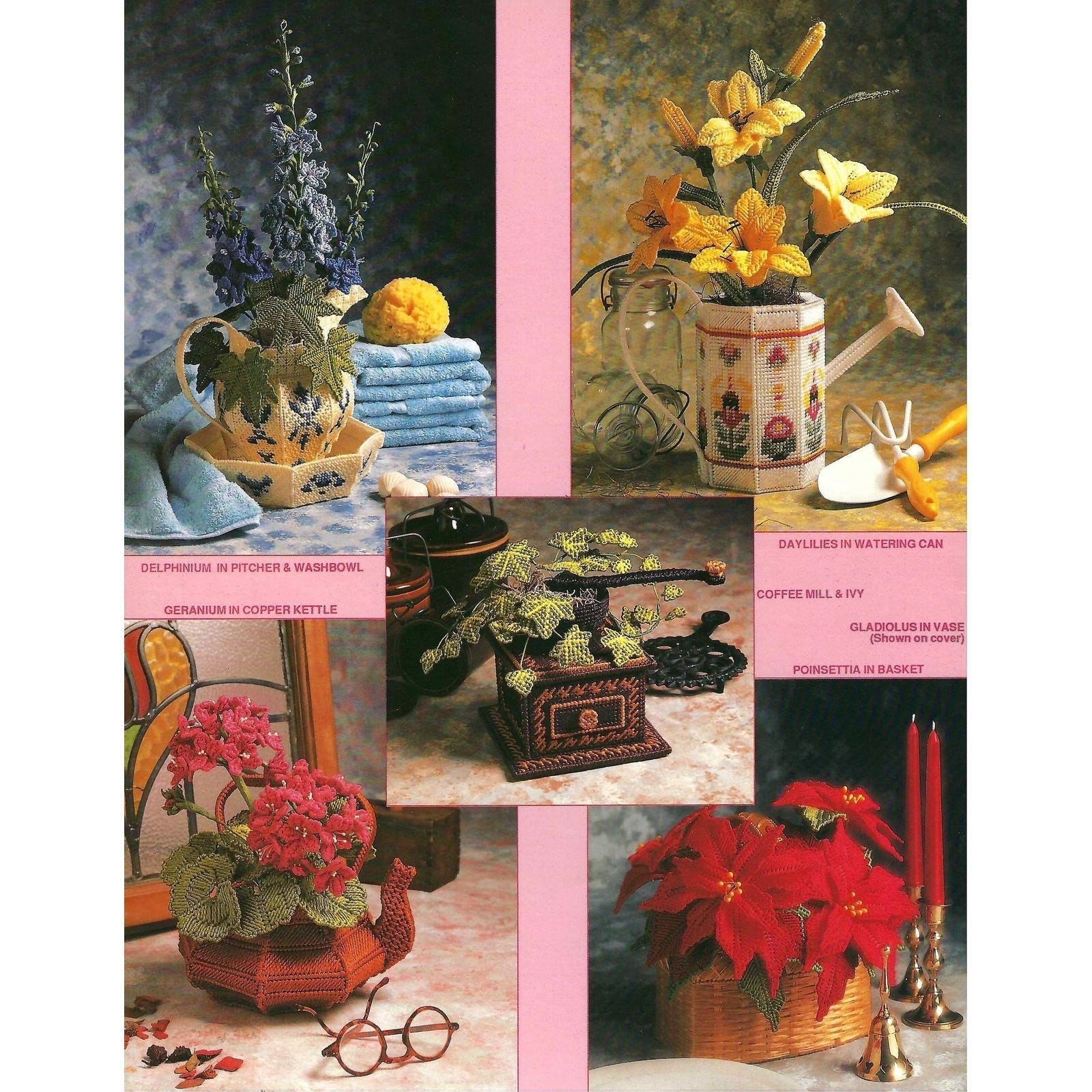 Flower Forever Plastic Canvas Pattern Book Home Decor Vase Basket Annie's Attic