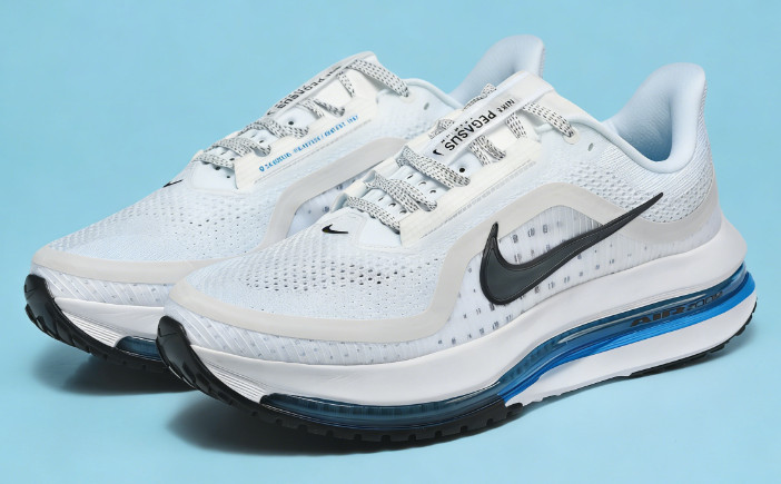 Nike Air Zoom Pegasus Air Cushion Sneakers, White Blue For Men & Women