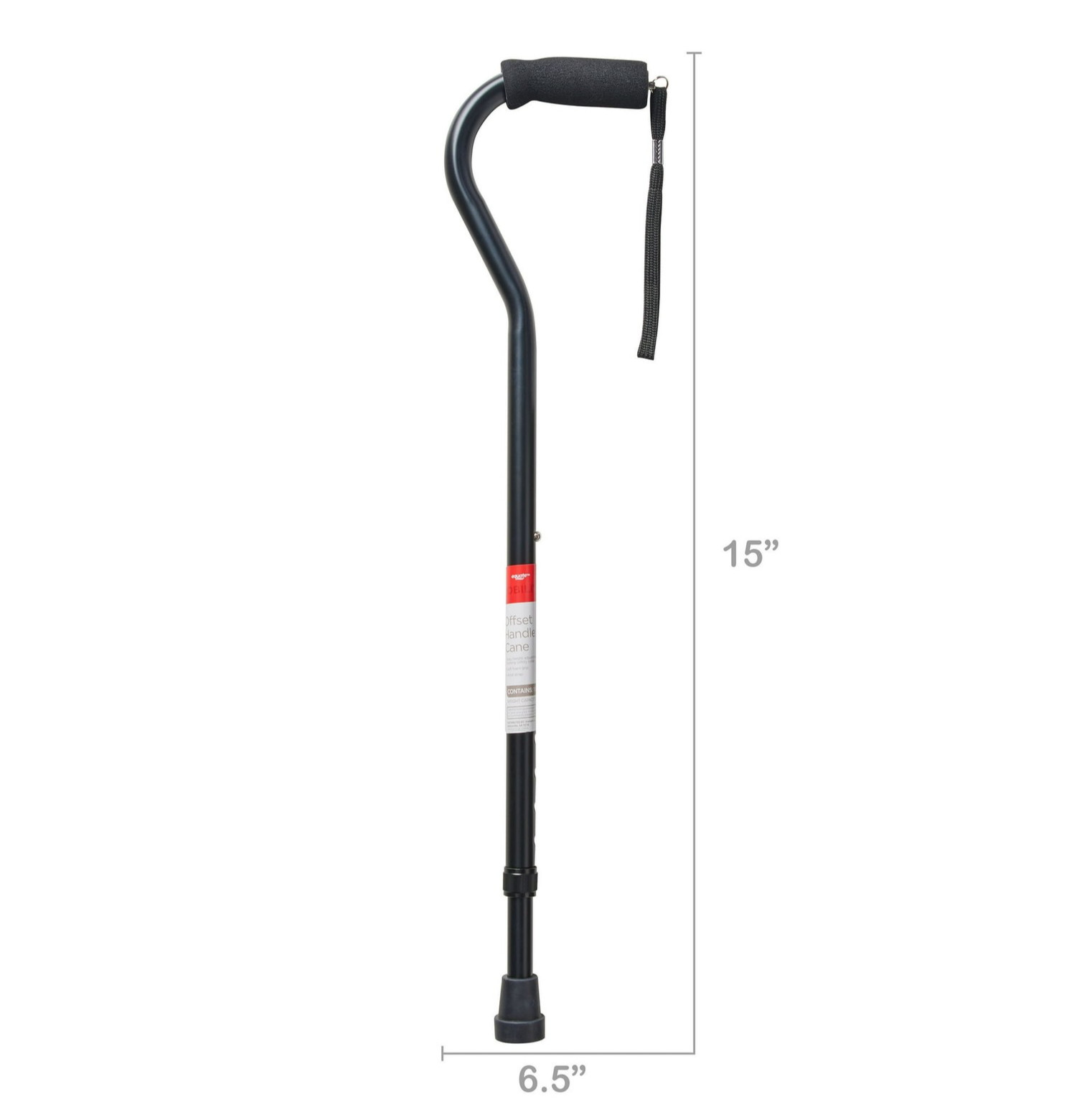 Equate Adjustable Aluminum Offset Handle Cane Foam Grip Walking Cane Black