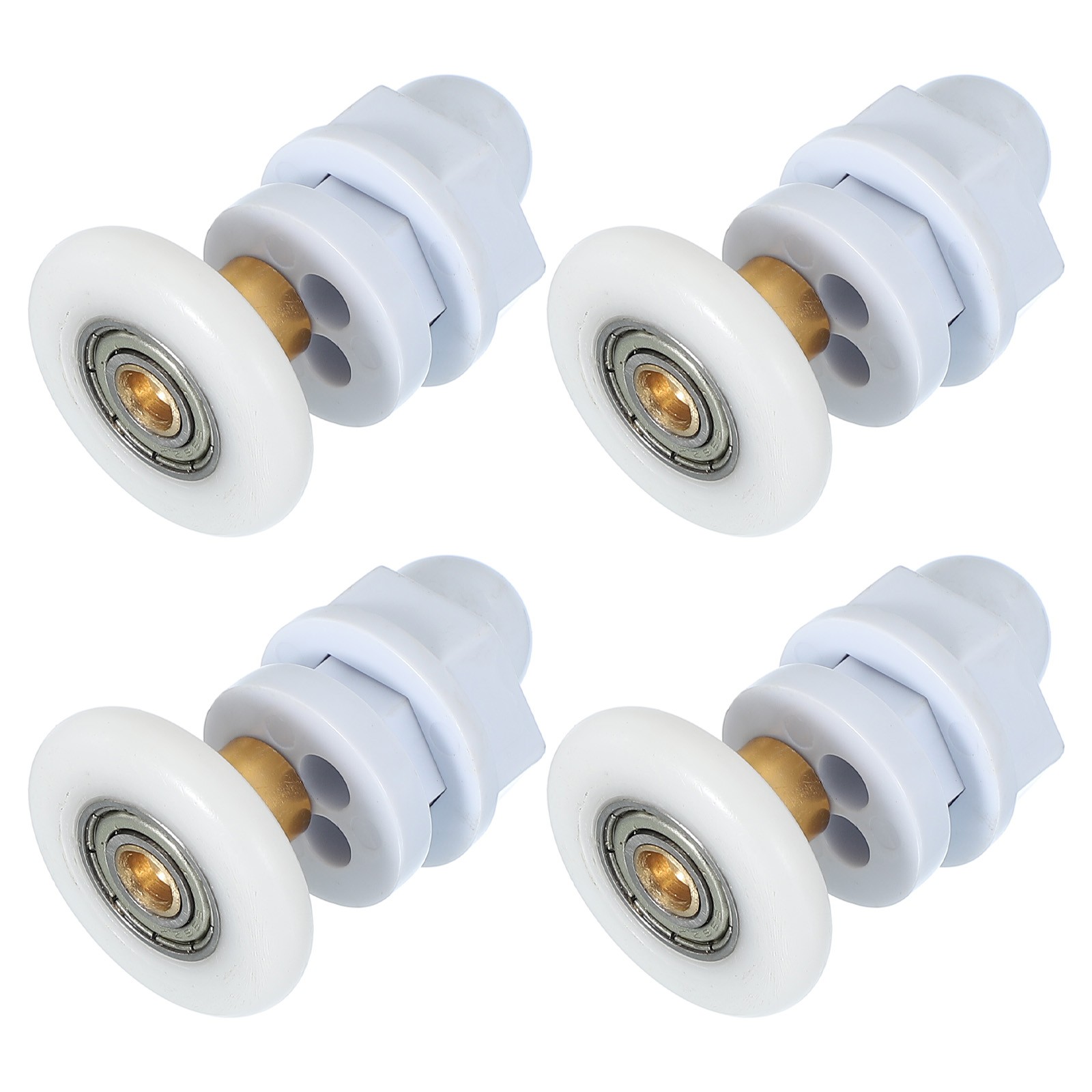 4 Pcs 27mm Shower Door Rollers Copper Rod Pulley Wheels Replacement White