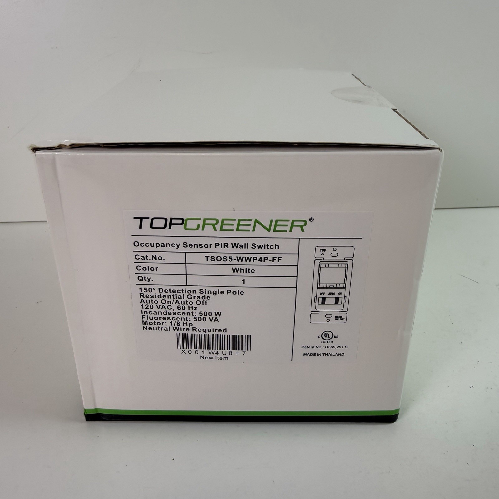 x4 TOPGREENER TSOS5 in-Wall PIR Motion Sensor Light Switch White