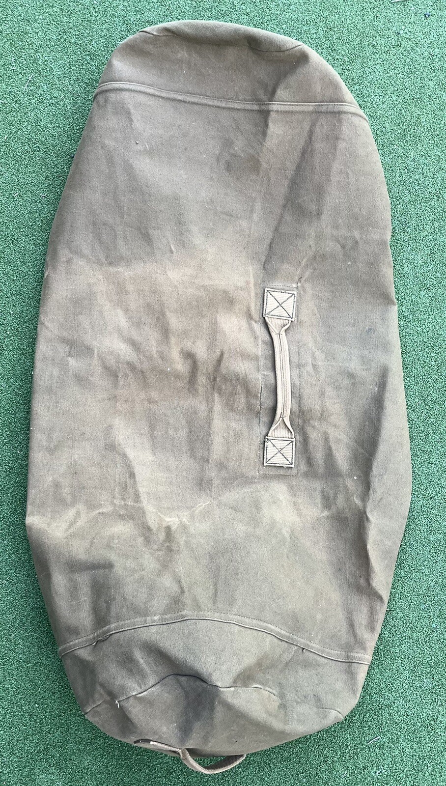 Vintage Condor Military Green Canvas Duffle Bag Handles Zipper 34” No Strap