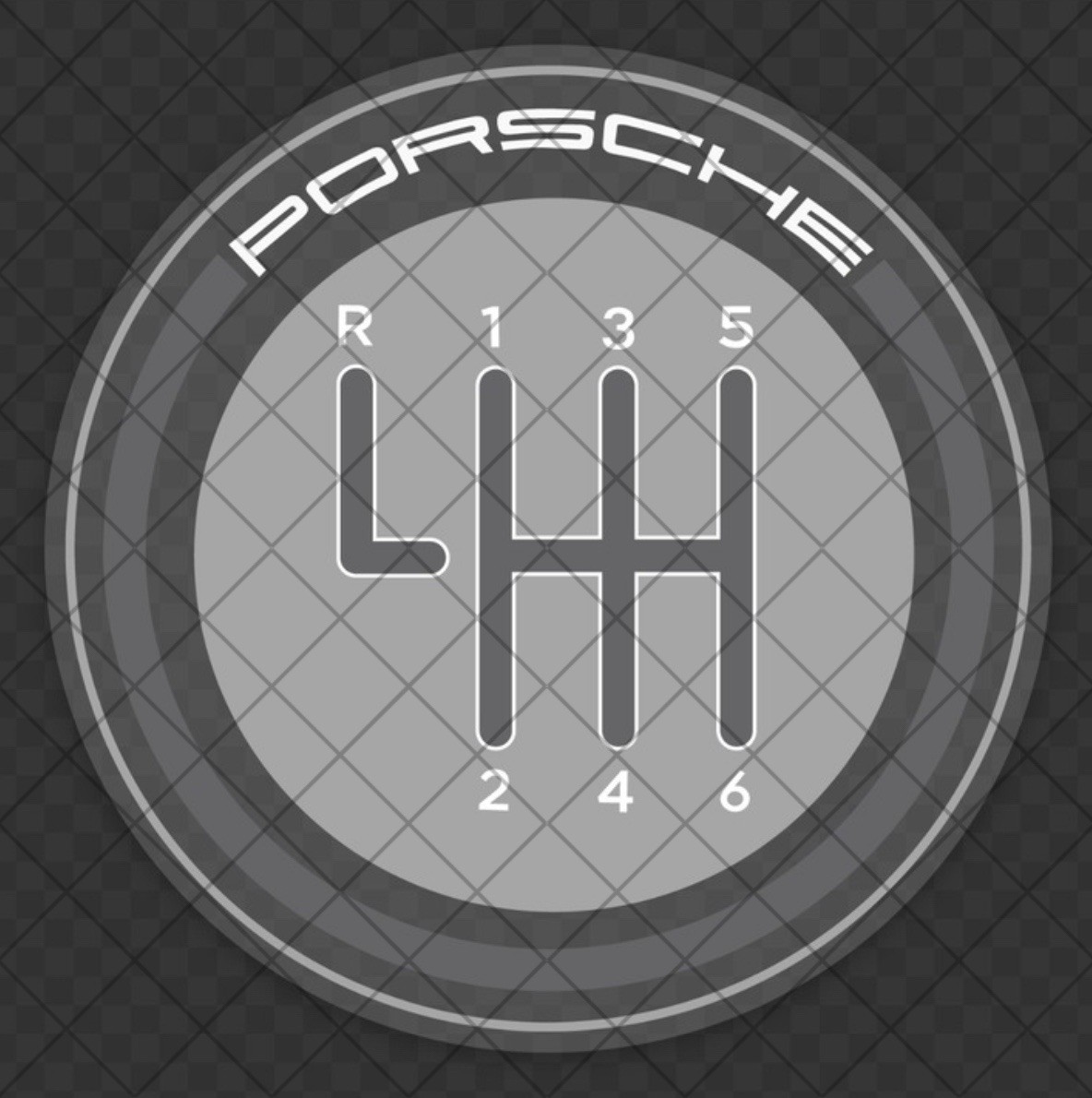 Manual Transmission decal for Porsche 6-spd. (grey/back adhesion)