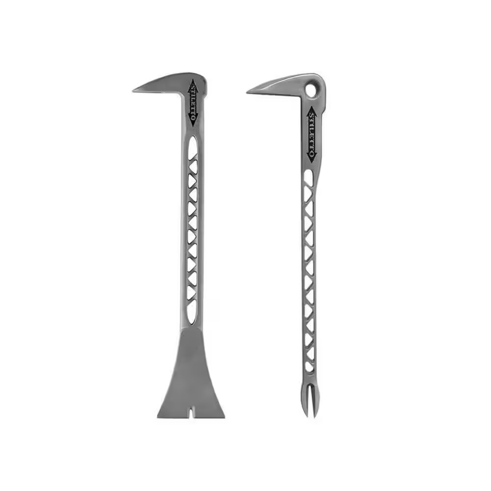 Titanium Trim and Nail Puller with 12 In. Titanium Clawbar Nail Puller with Dimp
