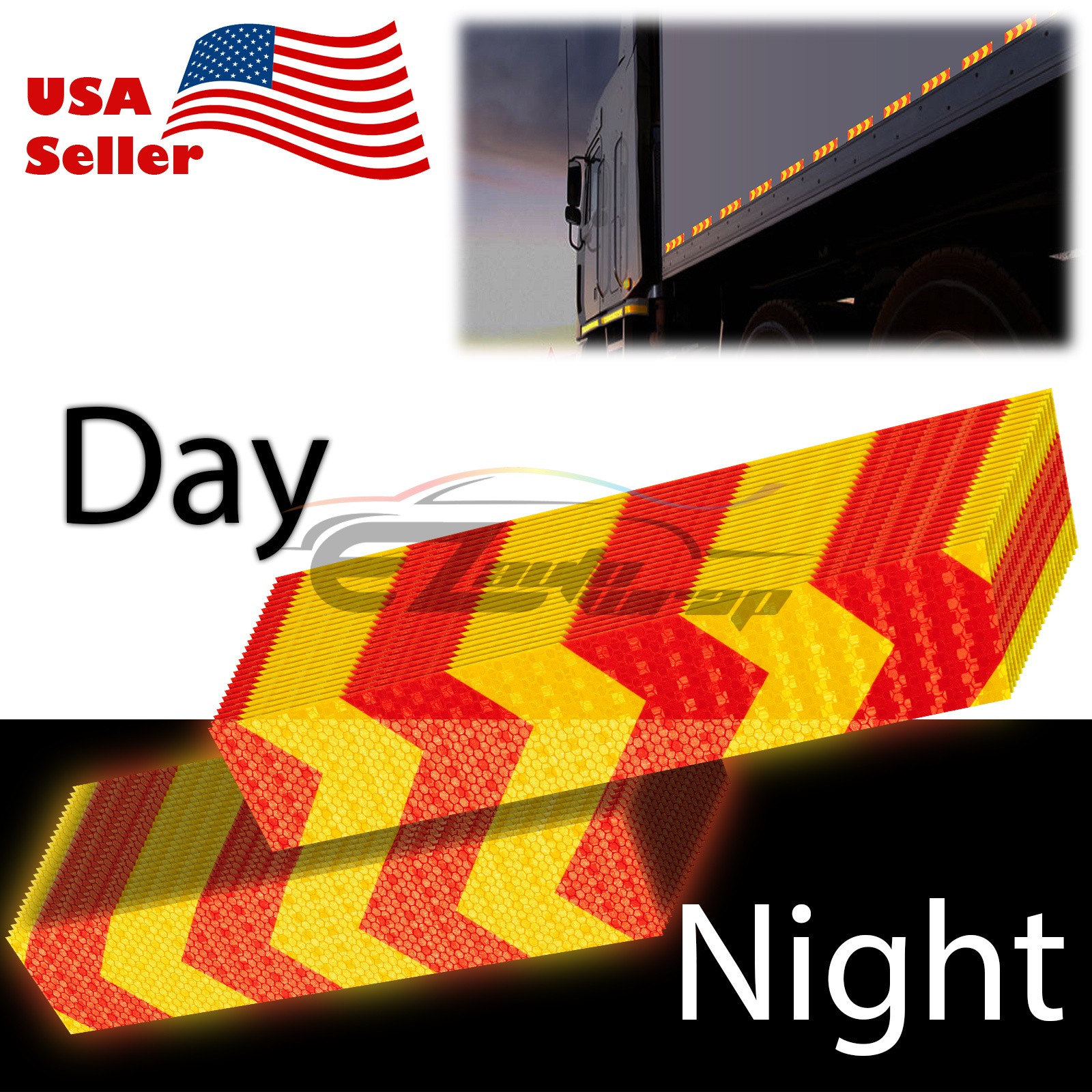 Red Golden Yellow DOT-C2 Conspicuity Arrow Reflective Tape Strip Safety Warning