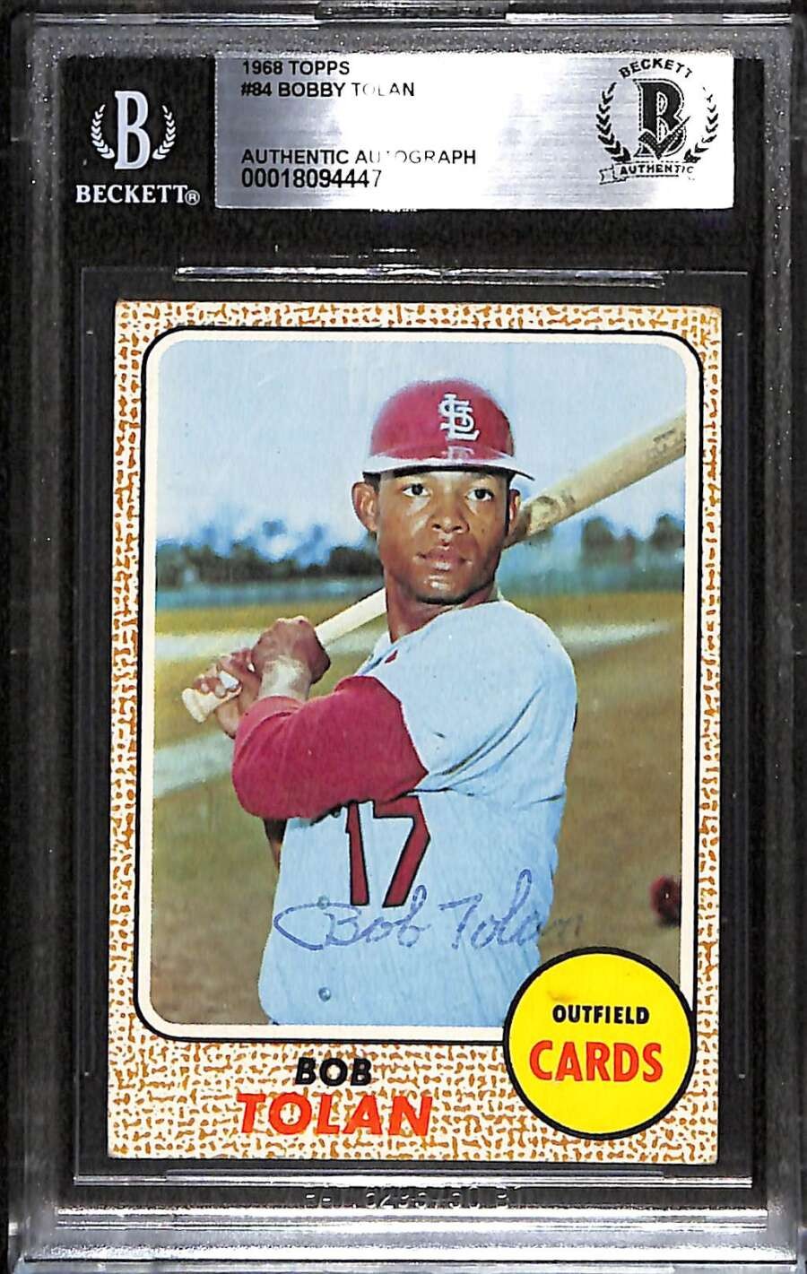 1968 Topps 84 Bob Tolan  BGS Auto Autographed BAS Authentic C100475