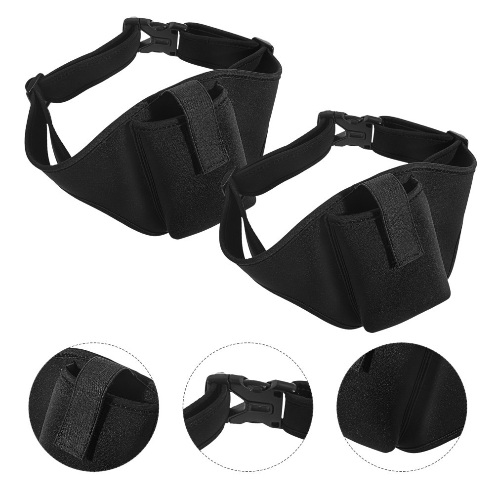 2Pcs Durable Fitness Fanny Pack Mic Belt Holder for Running Aerobics Black