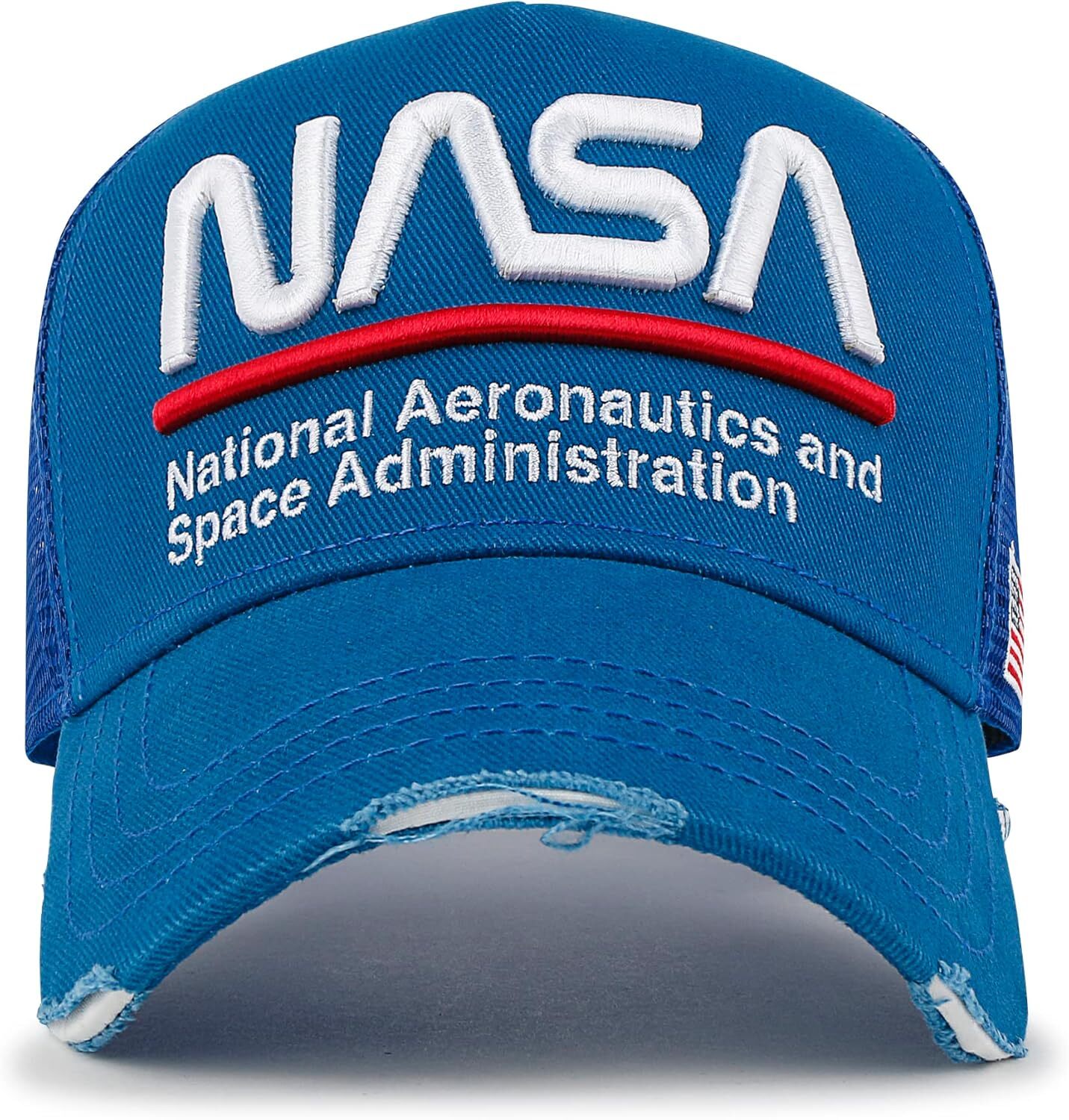 ililily PREMIUM NASA Worm Logo Embroidery Structured Medium, Blue-lined