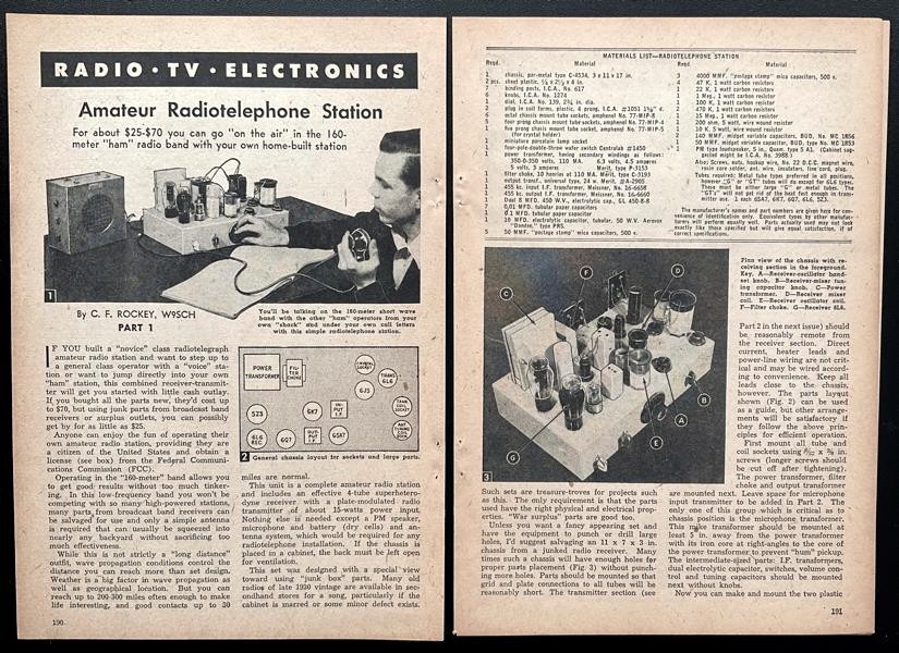 Ham Radio “Amateur Radiophone Station” 1953 HowTo Build PLANS